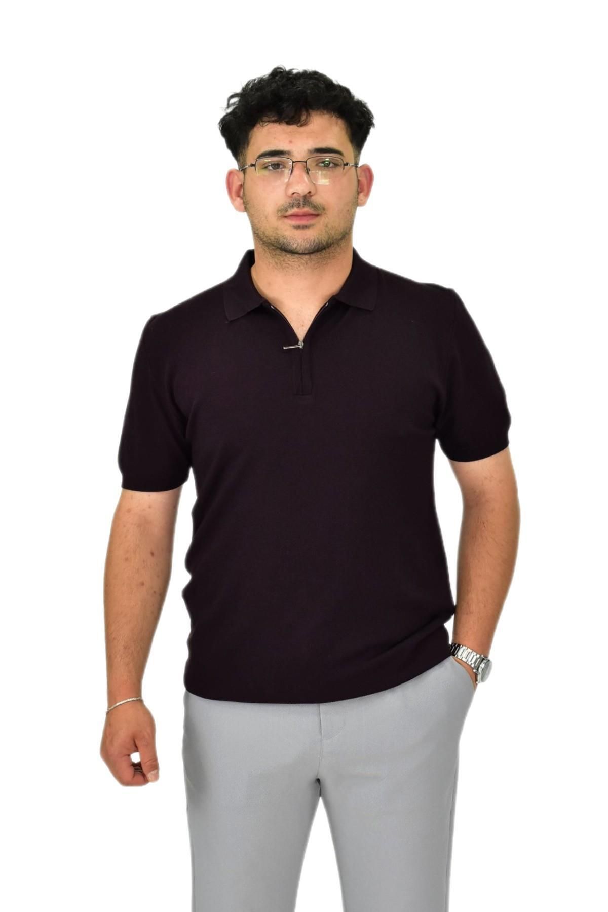 DYNAMO Erkek Polo Yaka Fermuarlı Triko Tişört T356 BGL-ST04594