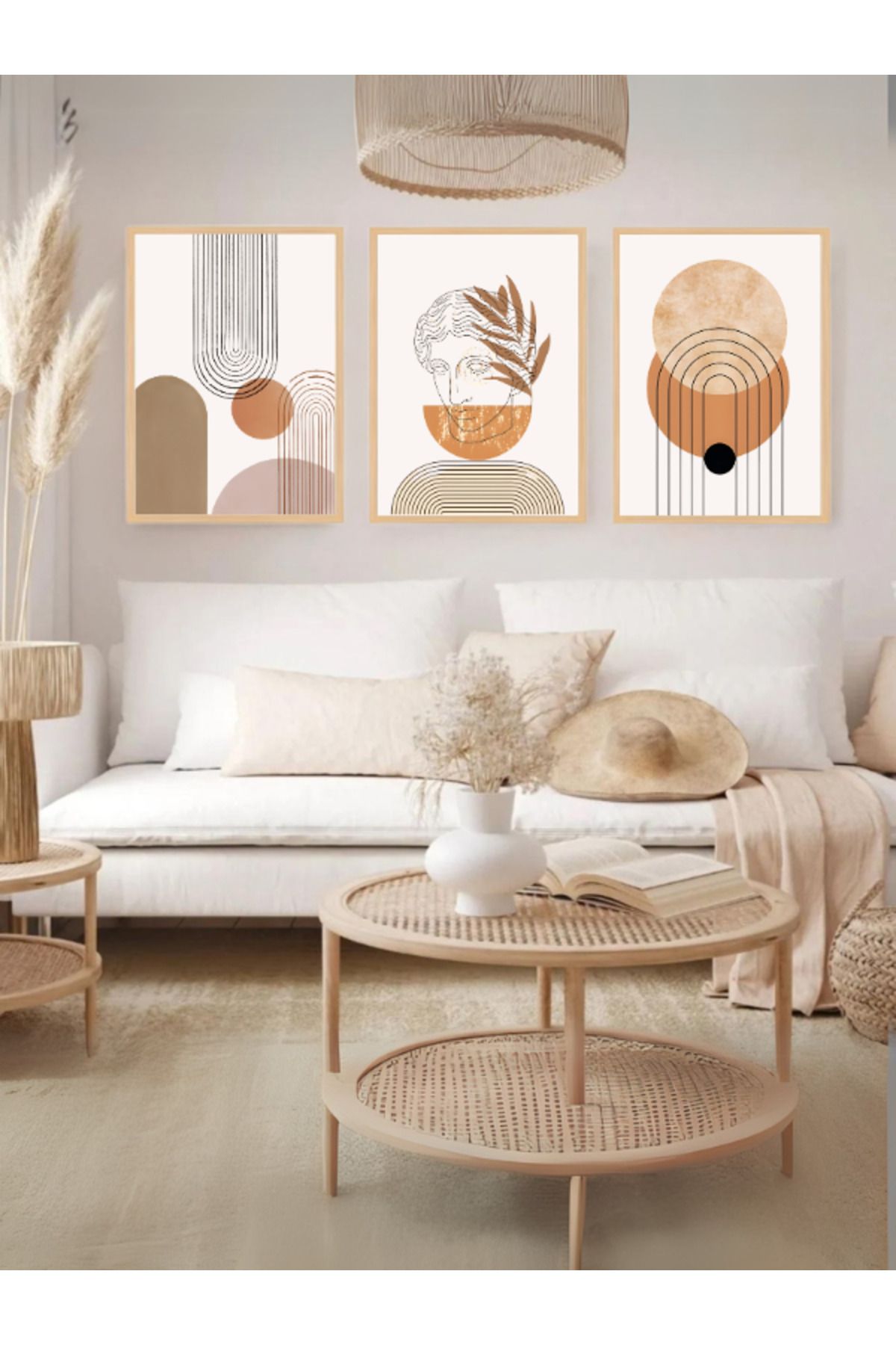 Tuba Decor 3 Parça Ahşap Çerçeve Görünümlü Mdf Tablo Seti