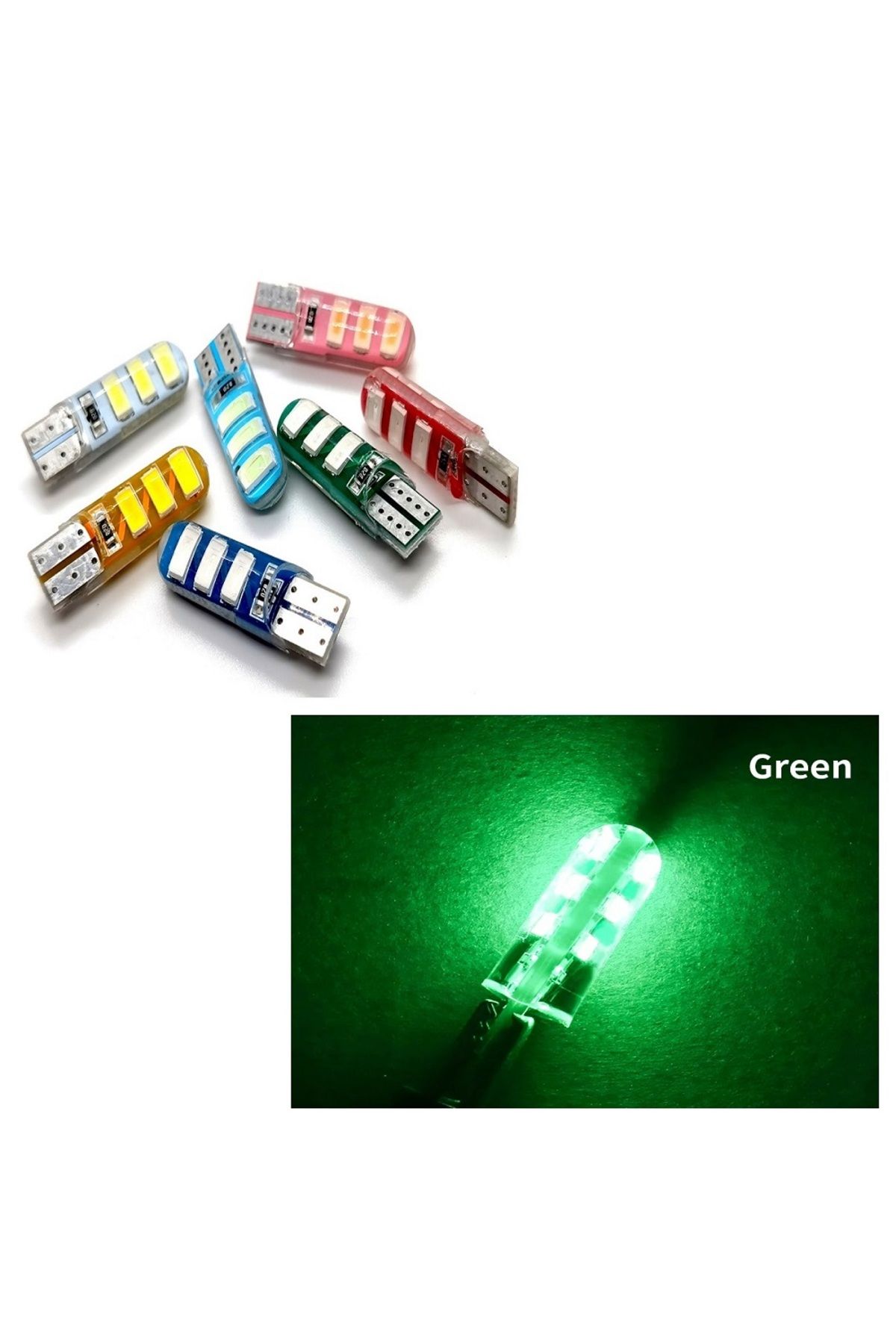 orco (4XADET) 1 SET PROFESSIONAL T10 LED GREEN T10 LED DİPSİZ AMPUL JUMBO I. SERİ YEŞİL
