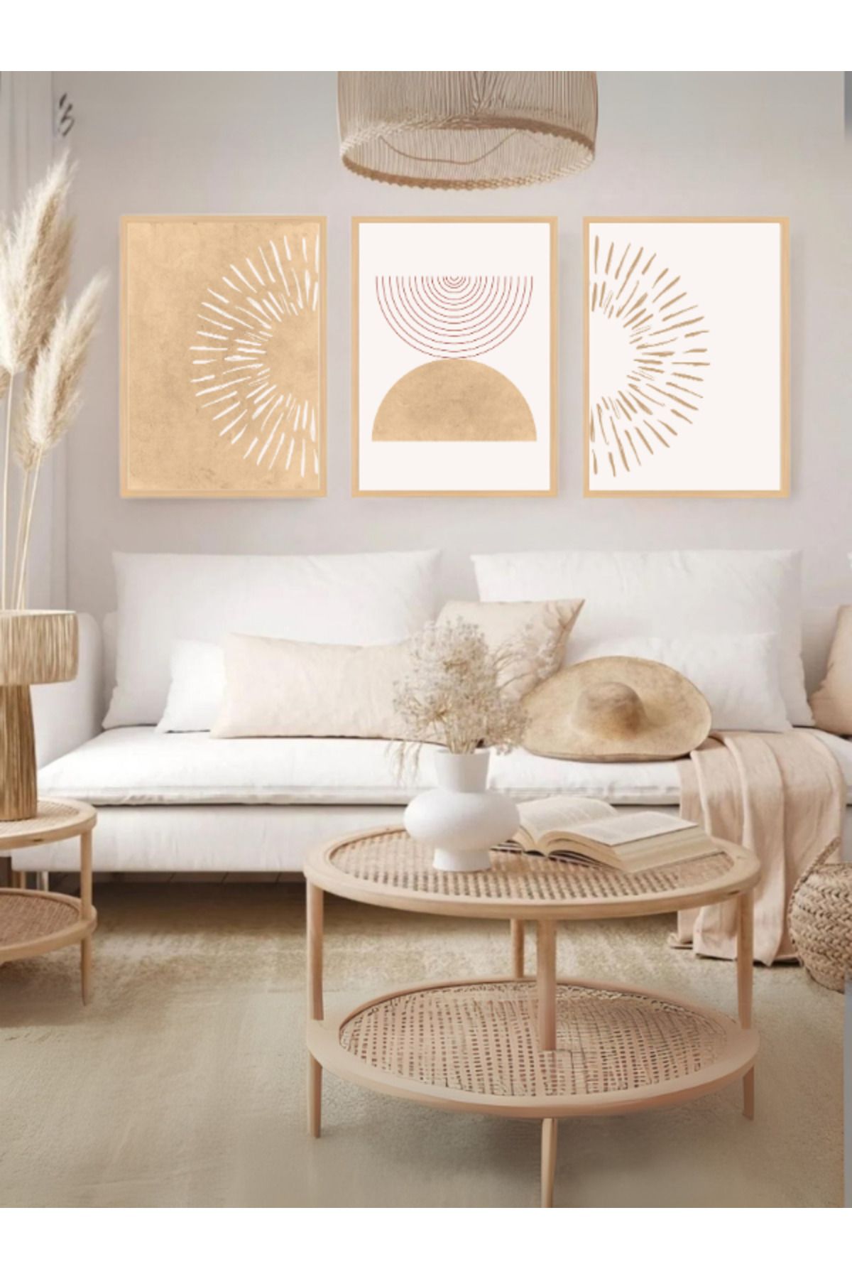 Tuba Decor 3 Parça Ahşap Çerçeve Görünümlü Mdf Tablo Seti