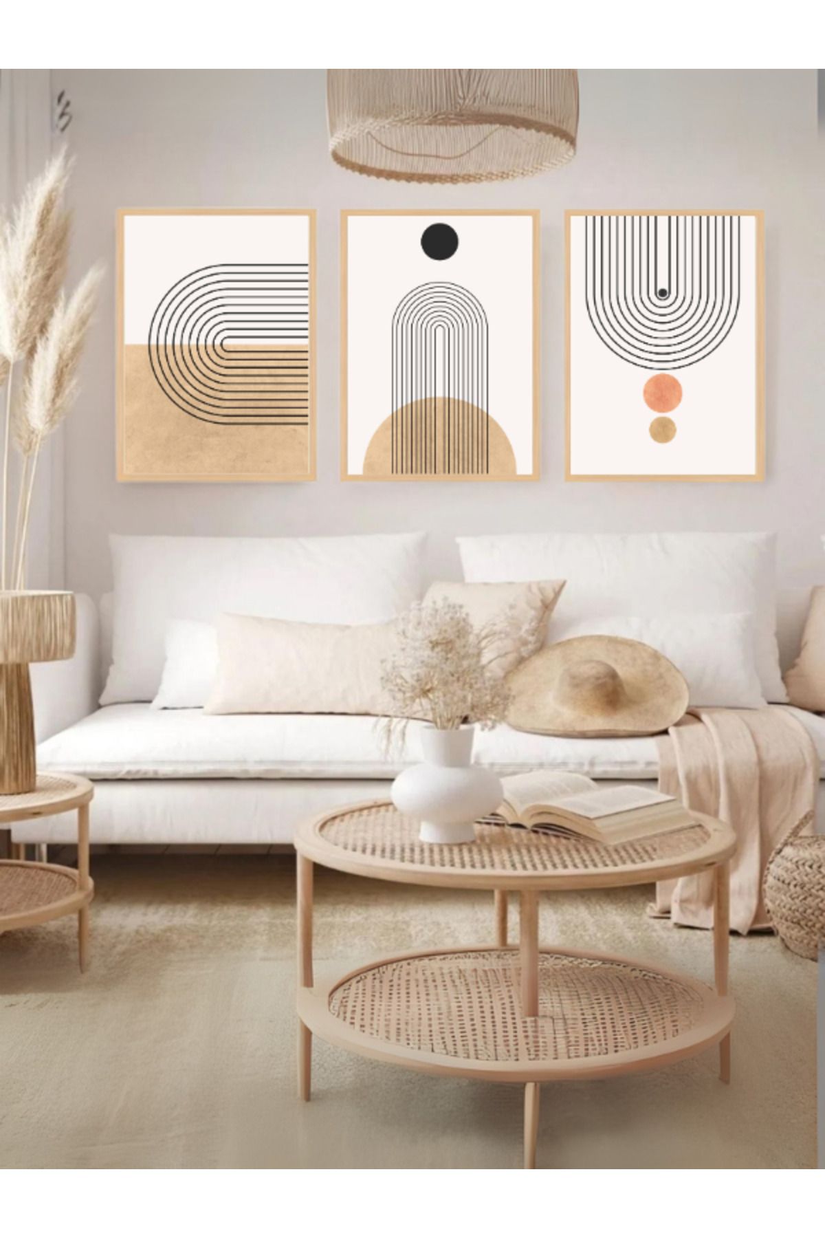 Tuba Decor 3 Parça Ahşap Çerçeve Görünümlü Mdf Tablo Seti