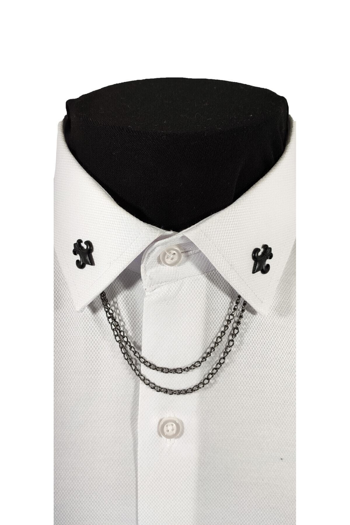  ست سنجاق یقه و زنجیر فلزی مشکی مشکی نوآر