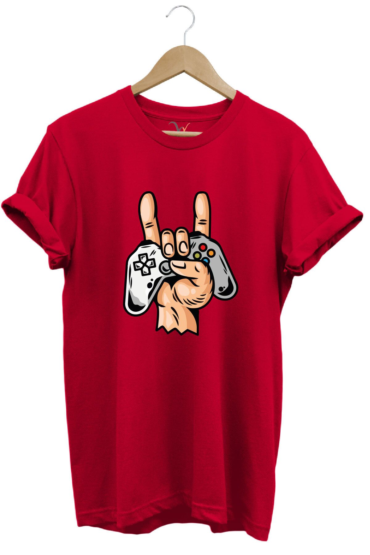 MODA Gamer Rock On Unisex %100 Pamuk Bisiklet Yaka Basic T-shirt