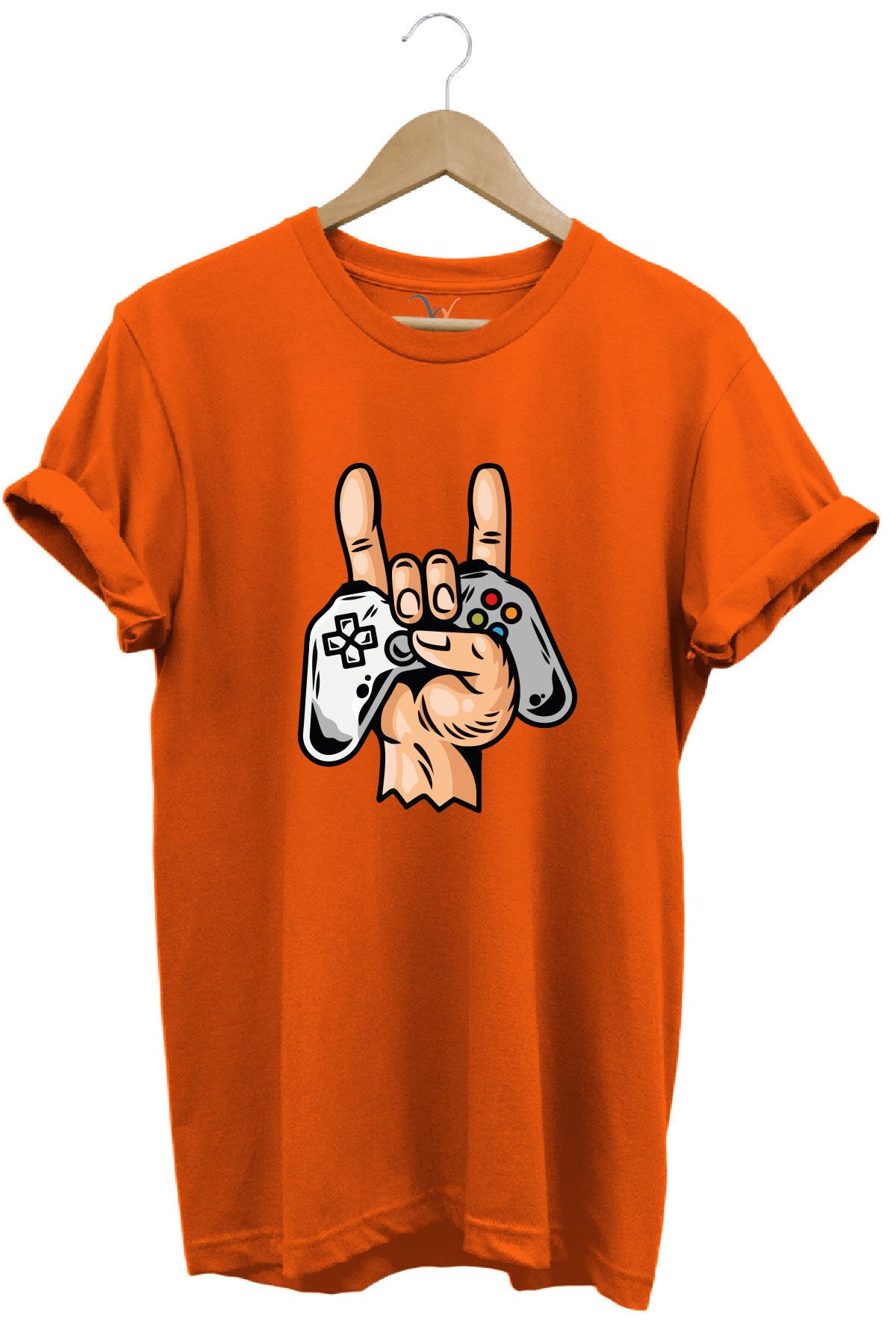 MODA Gamer Rock On Unisex %100 Pamuk Bisiklet Yaka Basic T-shirt