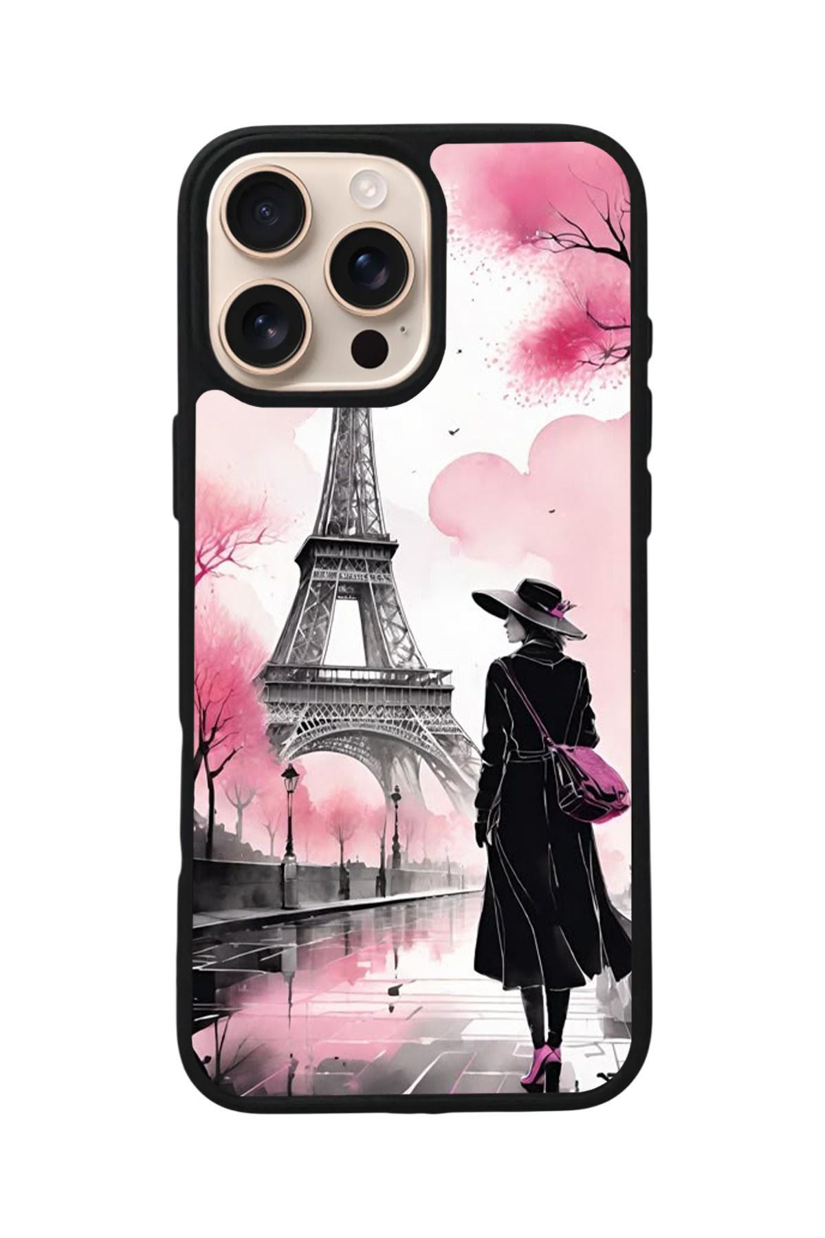 Aksel Kılıf Apple iPhone 16 Pro Uyumlu Baskılı,Mat Siyah,Yumuşak Silikon,Koruyucu,Şok Emici Kapak,Kılıf