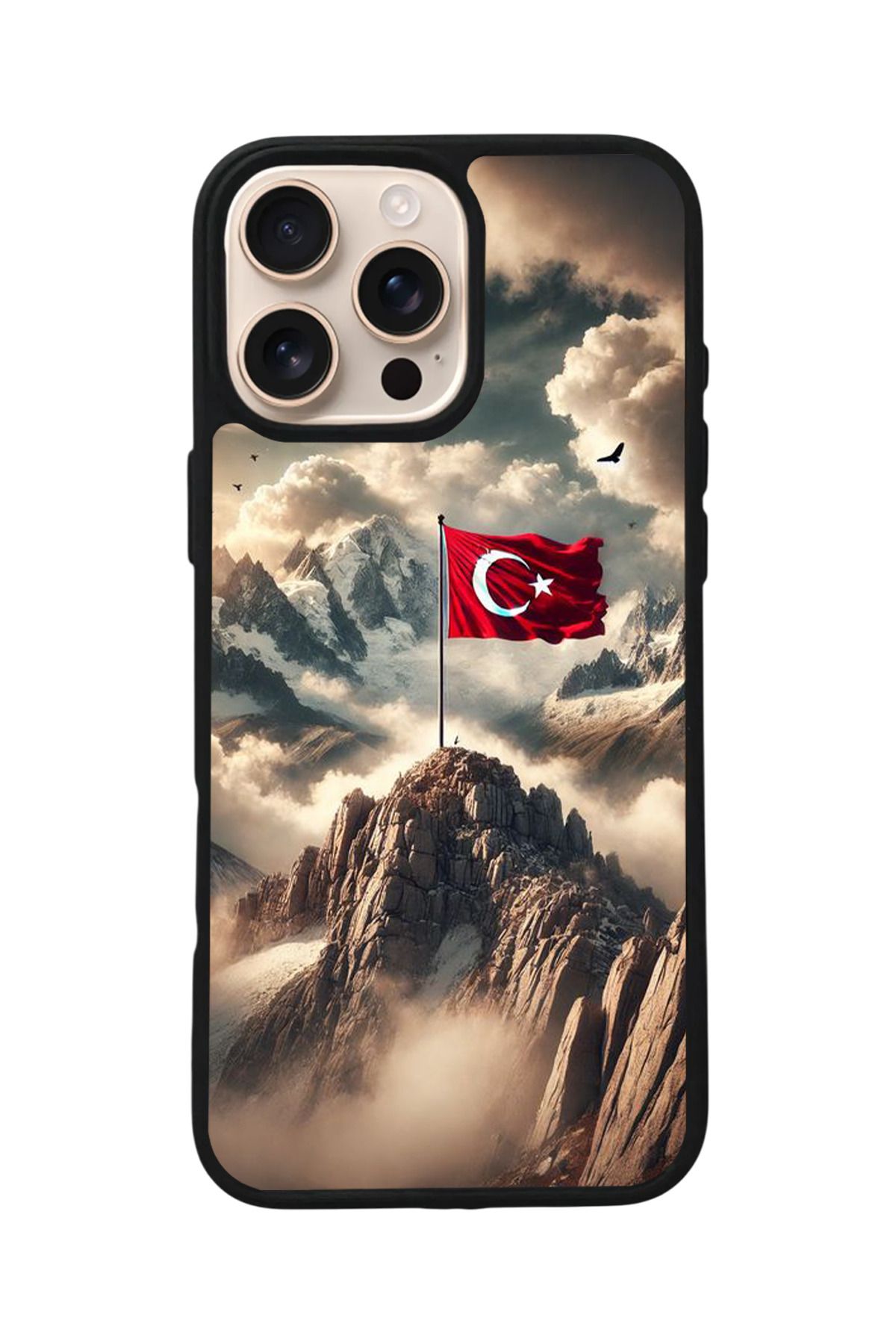 Aksel Kılıf Apple iPhone 16 Pro Max Uyumlu Baskılı,Mat Siyah,Yumuşak Silikon,Koruyucu,Şok Emici Kapak,Kılıf