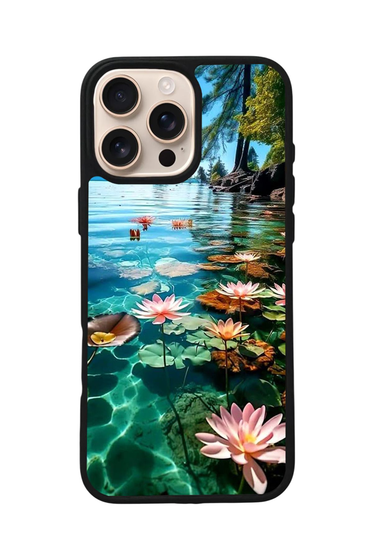 Aksel Kılıf Apple iPhone 16 Pro Max Uyumlu Baskılı,Mat Siyah,Yumuşak Silikon,Koruyucu,Şok Emici Kapak,Kılıf