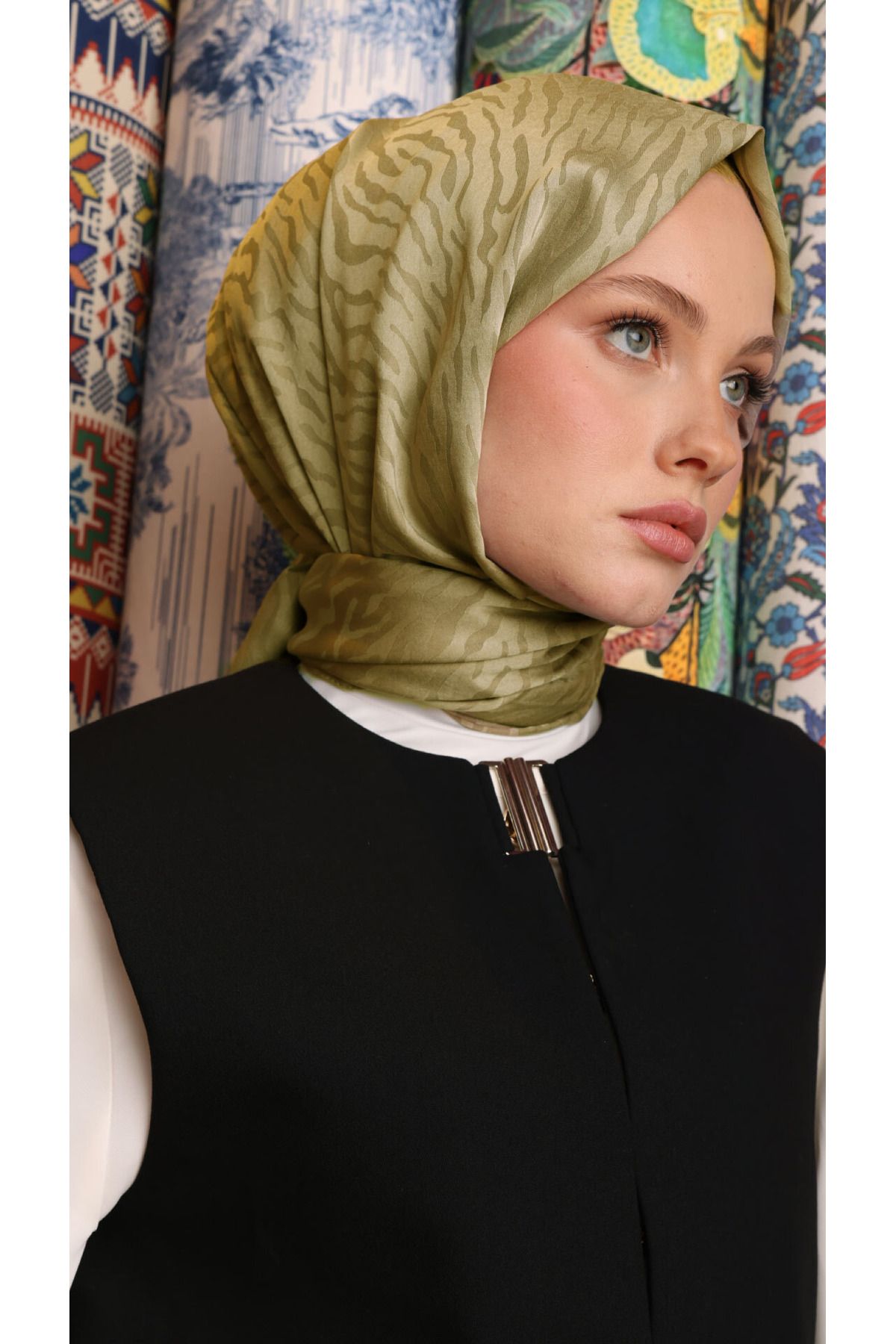 modayışığı Zebra Desen Şal / Tereyağı Sarısı