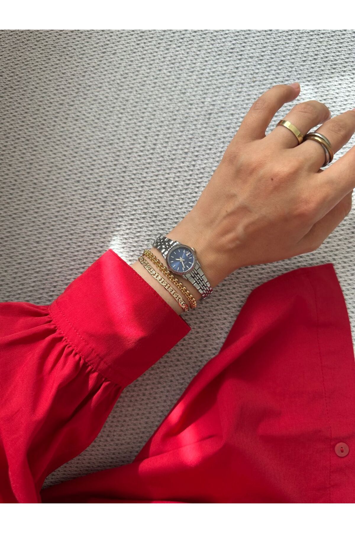 MERW Adrina Model Gümüş Mavi Renk Metal Kordon Vintage Seri Kadın Kol Saati