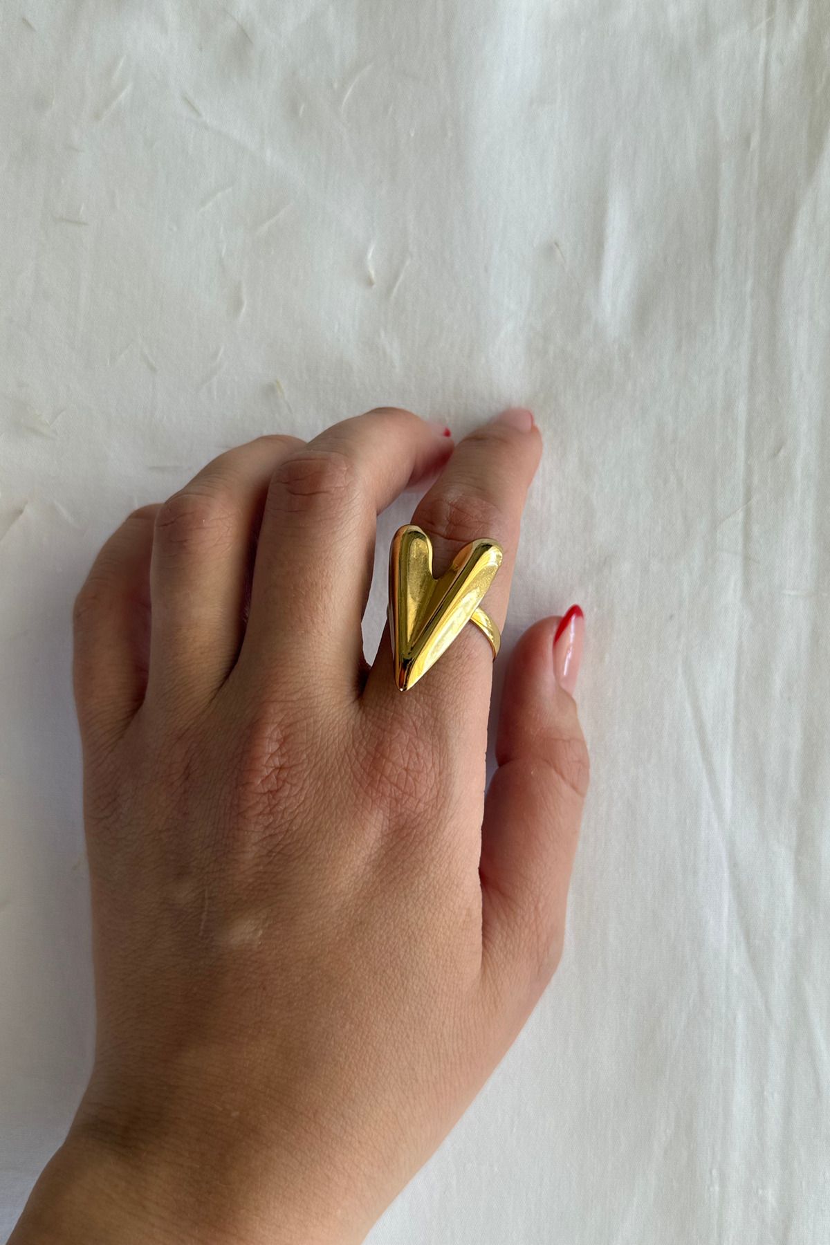 MARZELLA ACCESSORİES çelik gold kalpli ayarlanabilir yüzük