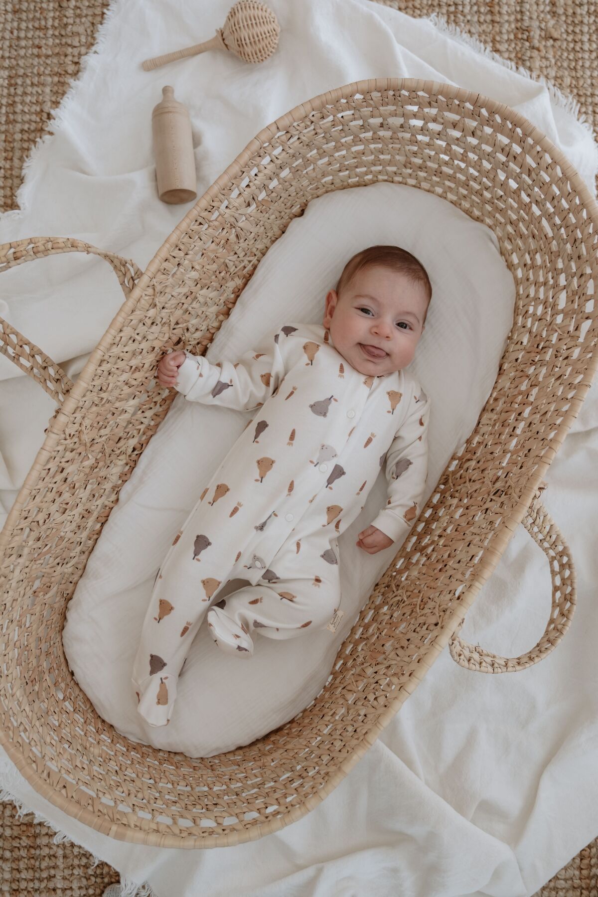 Luna Kids Collection %100 Organik Pamuk Bebek Tulumu - Armut Desenli