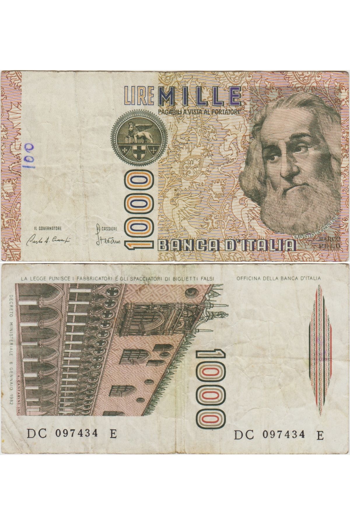 Banknoting İTALYA 1000 LİRET 1982 MARCO POLO TEMALI. ÇOK TEMİZ KONDİSYON.