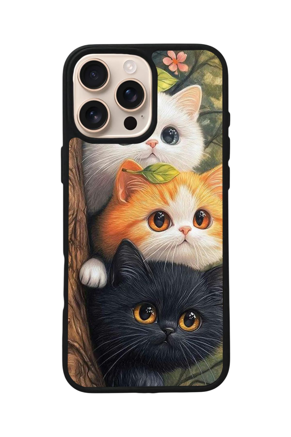Aksel Kılıf Apple iPhone 16 Pro Max Uyumlu Baskılı,Mat Siyah,Yumuşak Silikon,Koruyucu,Şok Emici Kapak,Kılıf