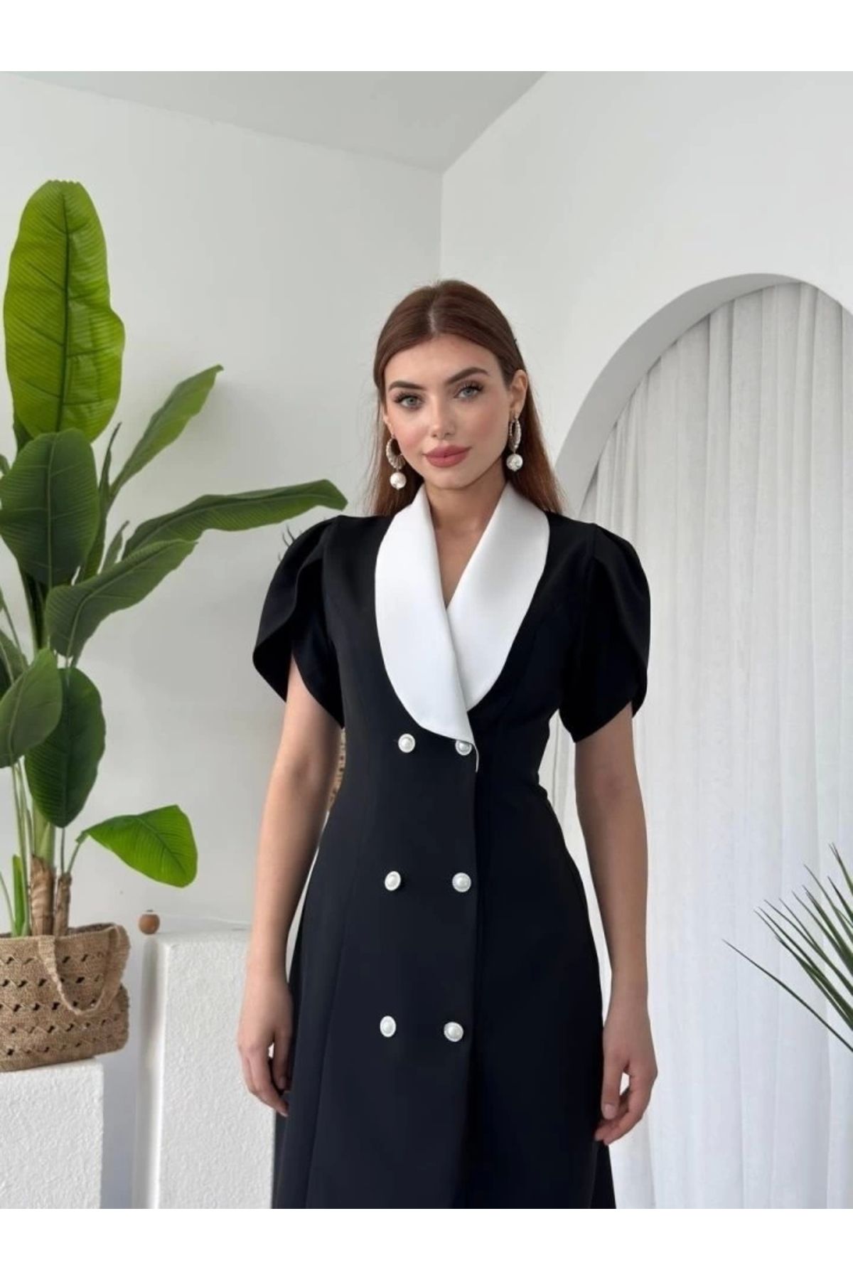 nedo7 Reta Düğme Detaylı Elbise