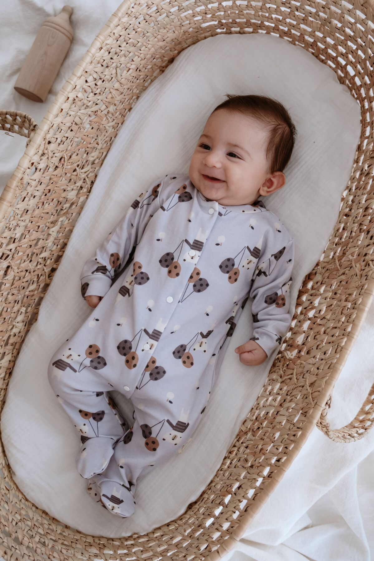 Luna Kids Collection %100 Organik Pamuk Bebek Tulumu - Teddy Bear