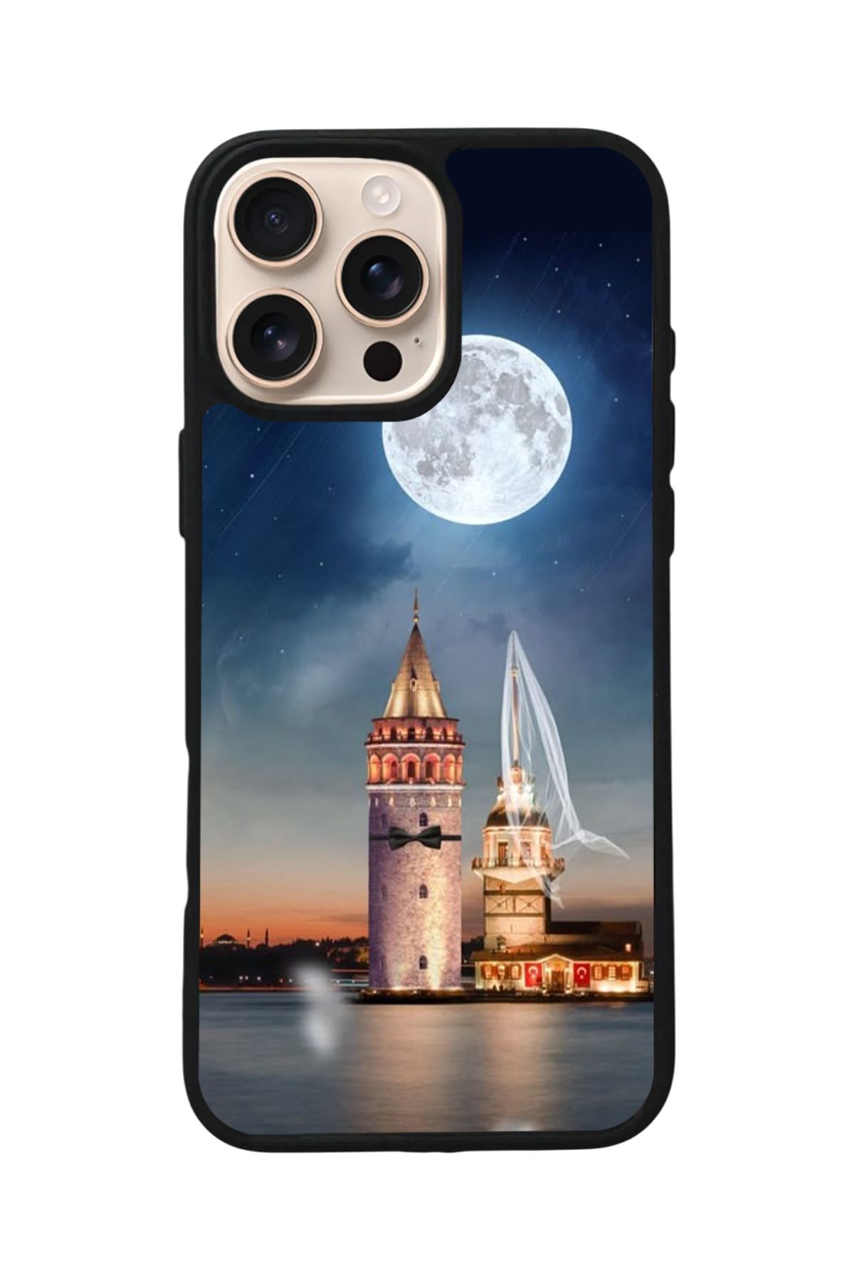 Aksel Kılıf Apple iPhone 16 Pro Uyumlu Baskılı,Mat Siyah,Yumuşak Silikon,Koruyucu,Şok Emici Kapak,Kılıf