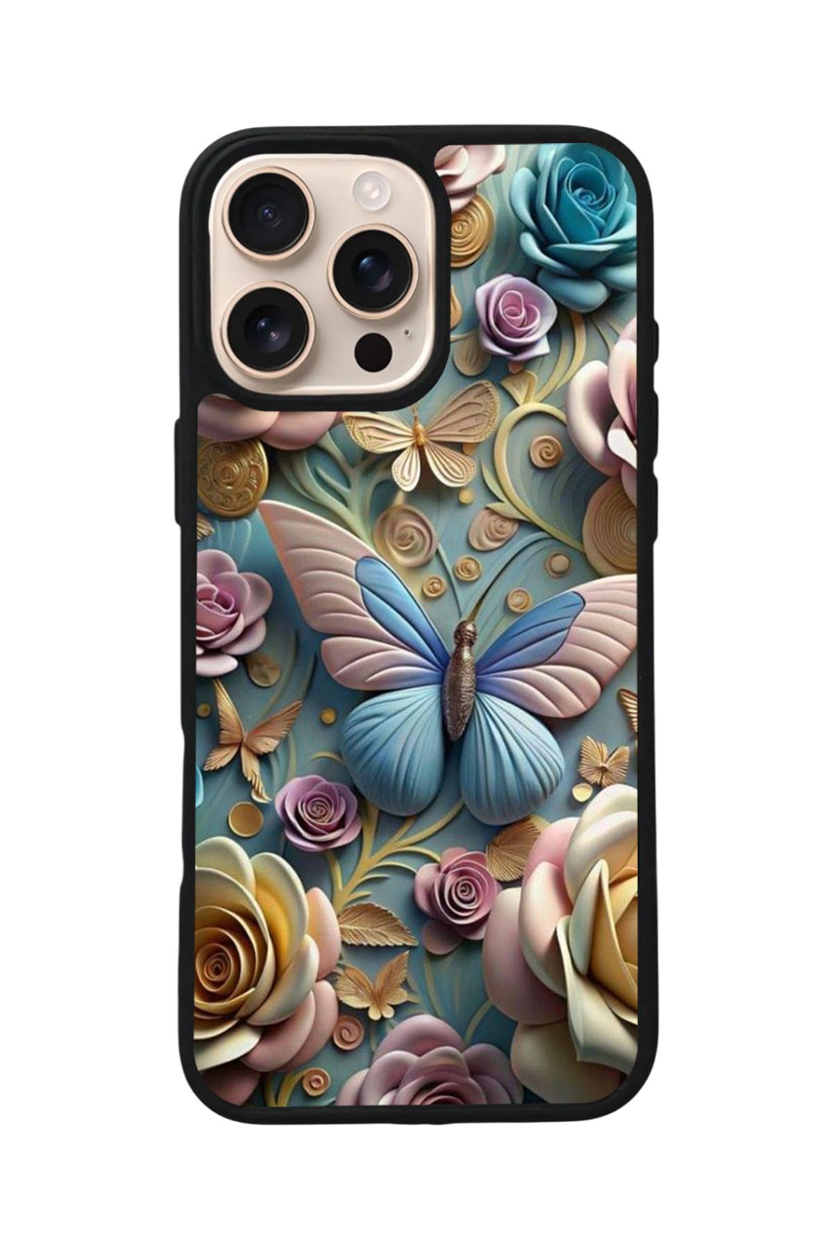 Aksel Kılıf Apple iPhone 16 Pro Uyumlu Baskılı,Mat Siyah,Yumuşak Silikon,Koruyucu,Şok Emici Kapak,Kılıf