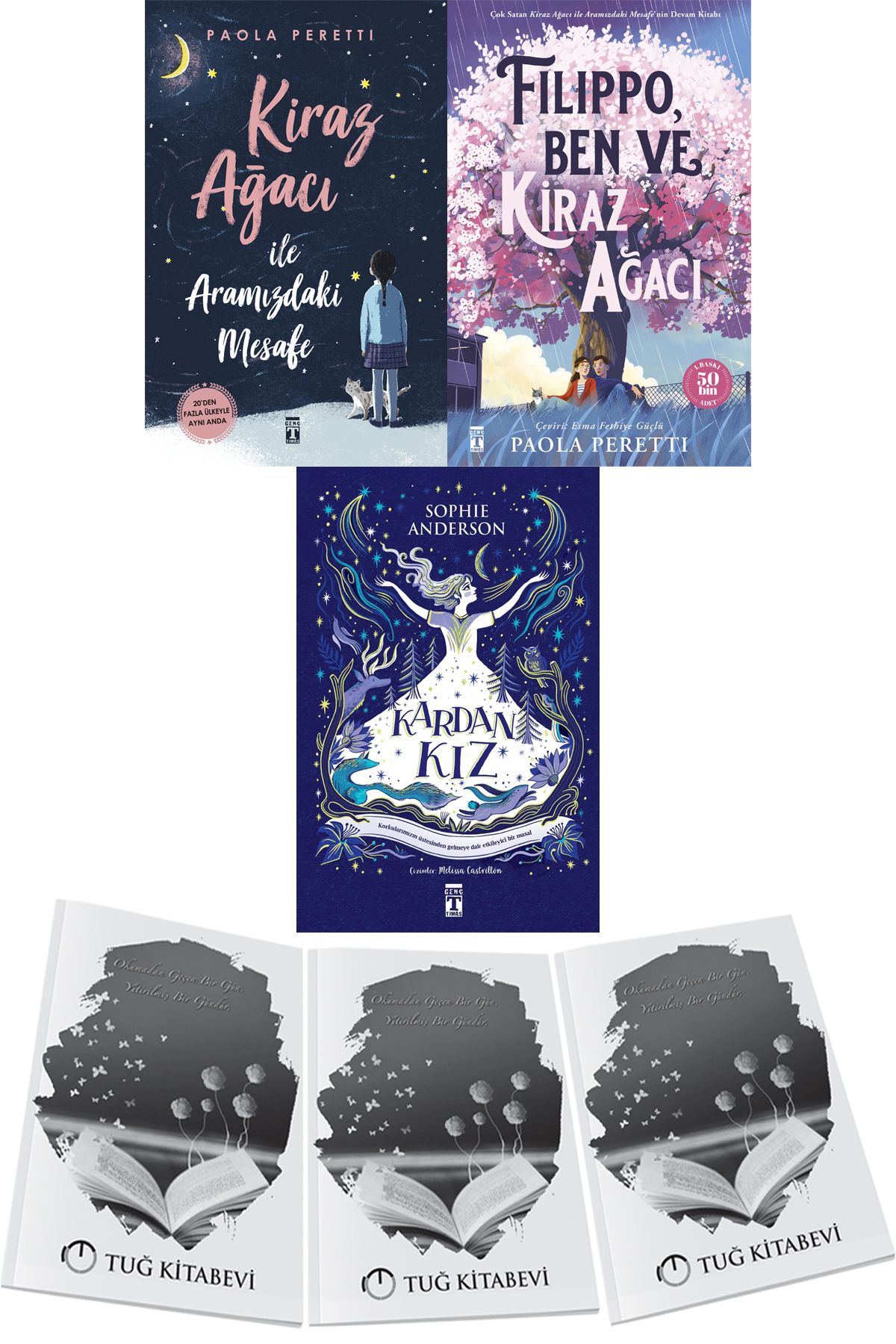 Genç Timaş Kiraz Ağacı İle Aramızdaki Mesafe-Filippo, Ben ve Kiraz Ağacı-Kardan Kız 3lü Set + Hediyeli