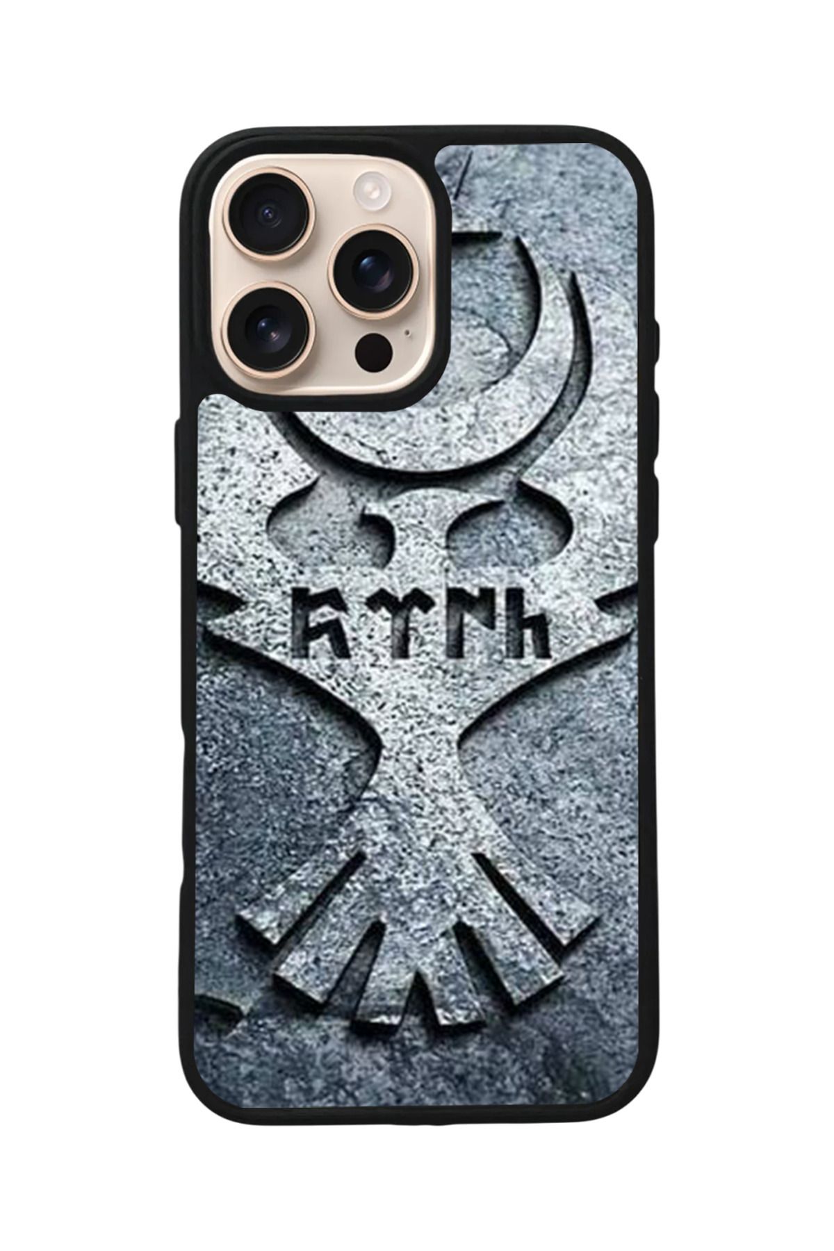 Aksel Kılıf Apple iPhone 16 Pro Max Uyumlu Baskılı,Mat Siyah,Yumuşak Silikon,Koruyucu,Şok Emici Kapak,Kılıf