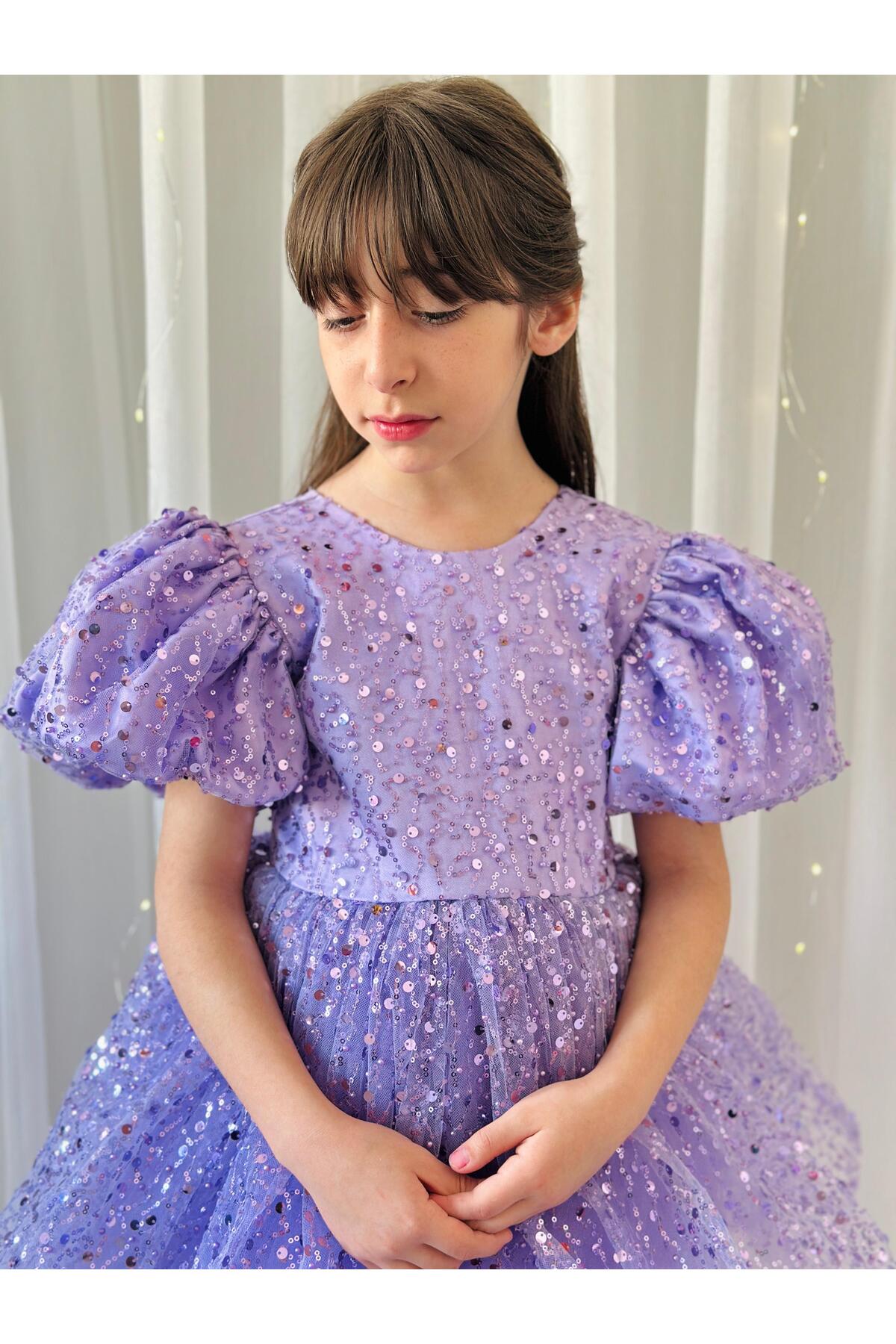 Linarookids Lila Taşlı Vintage Kız Bebek Elbise,Doğum günü elbise,fotoğraf çekim elbise,1-11 Yaş Uygun fotoğrafı 7 (önizleme)