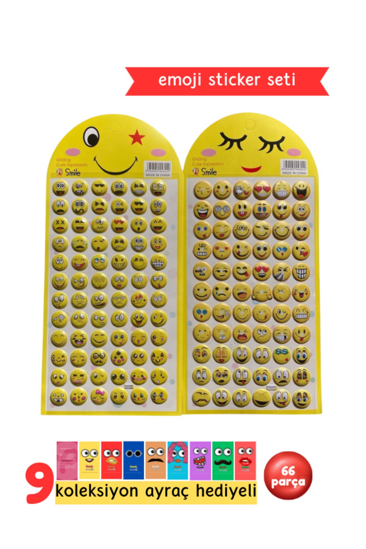 Pembe Pasaj Emoji Sticker Seti - Kabartmalı Emoji Sticker Seti - Öğretmenler İçin Gülen Yüz Etiketi