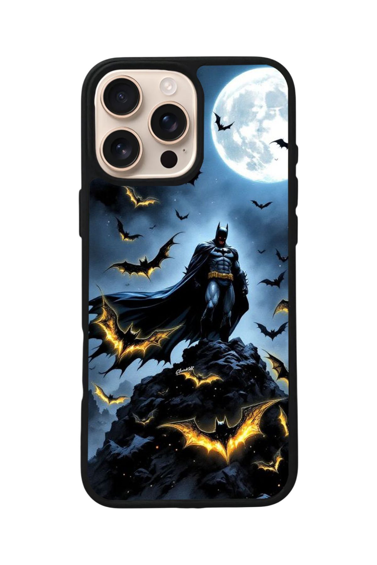 Aksel Kılıf Apple iPhone 16 Pro Max Uyumlu Baskılı,Mat Siyah,Yumuşak Silikon,Koruyucu,Şok Emici Kapak,Kılıf
