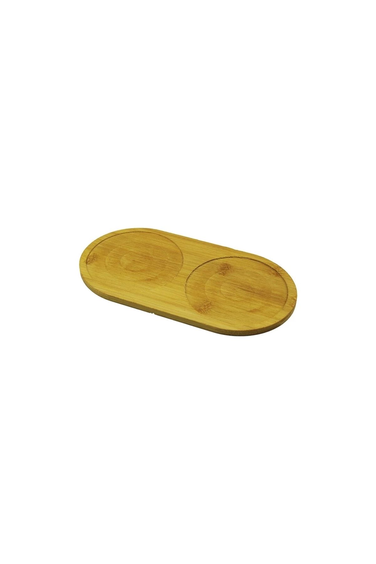 feminight Yuvarlak Ahşap Bambu 2 Bölmeli Yağdanlık Altlık 12x23.5cm