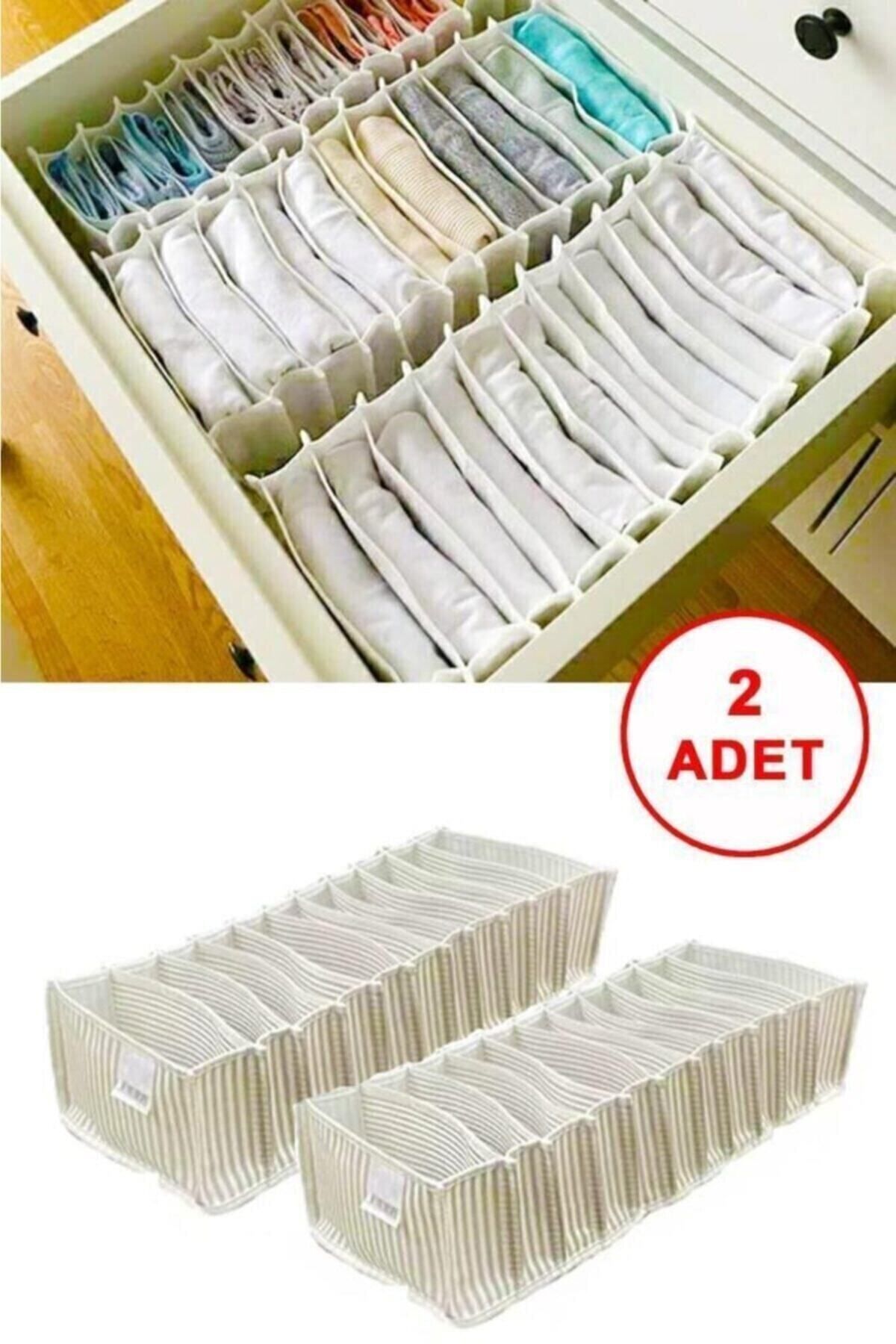 DENİZ HOME 2 Adet 11 Gözlü Çekmece Ve Dolap Düzenleyici Organizer / Akordiyon Çekmece Organizatörü - L