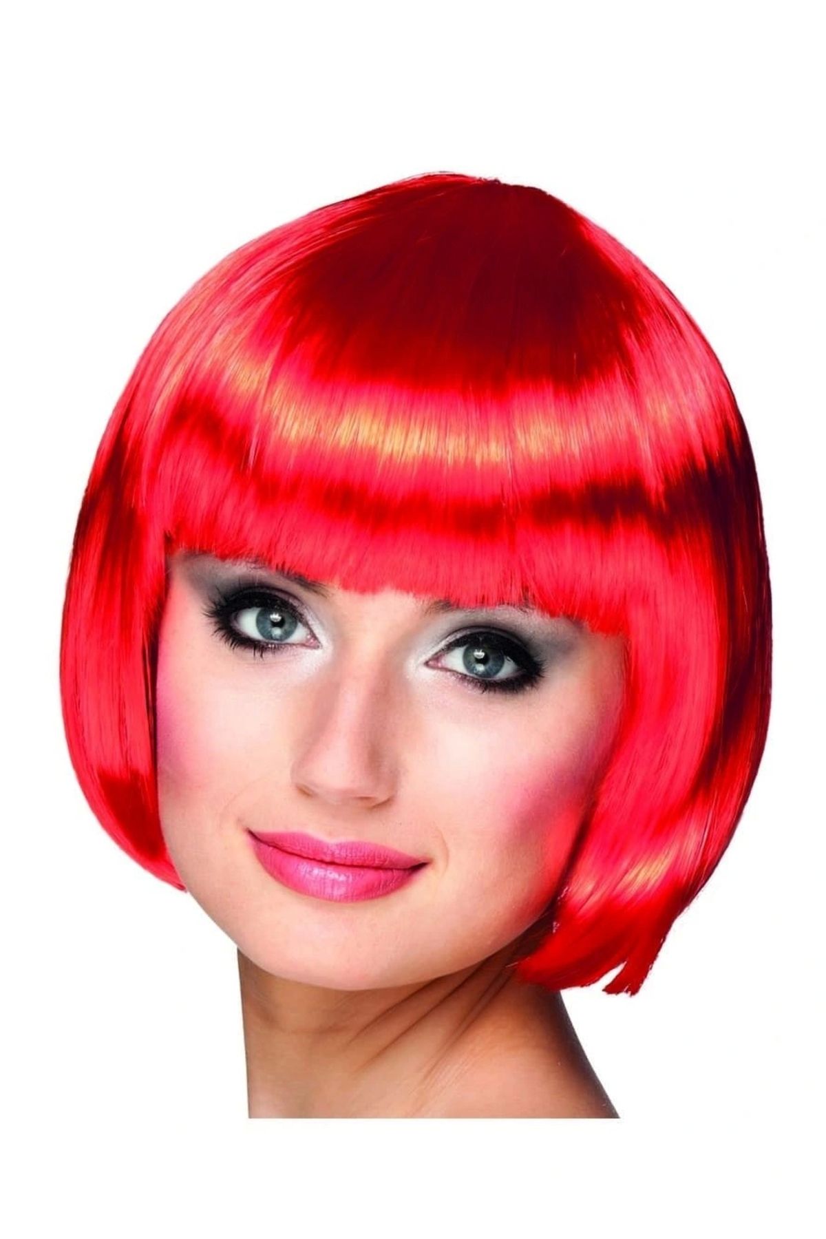 OurStyles Kırmızı Renk Parti Peruğu Küt Saç