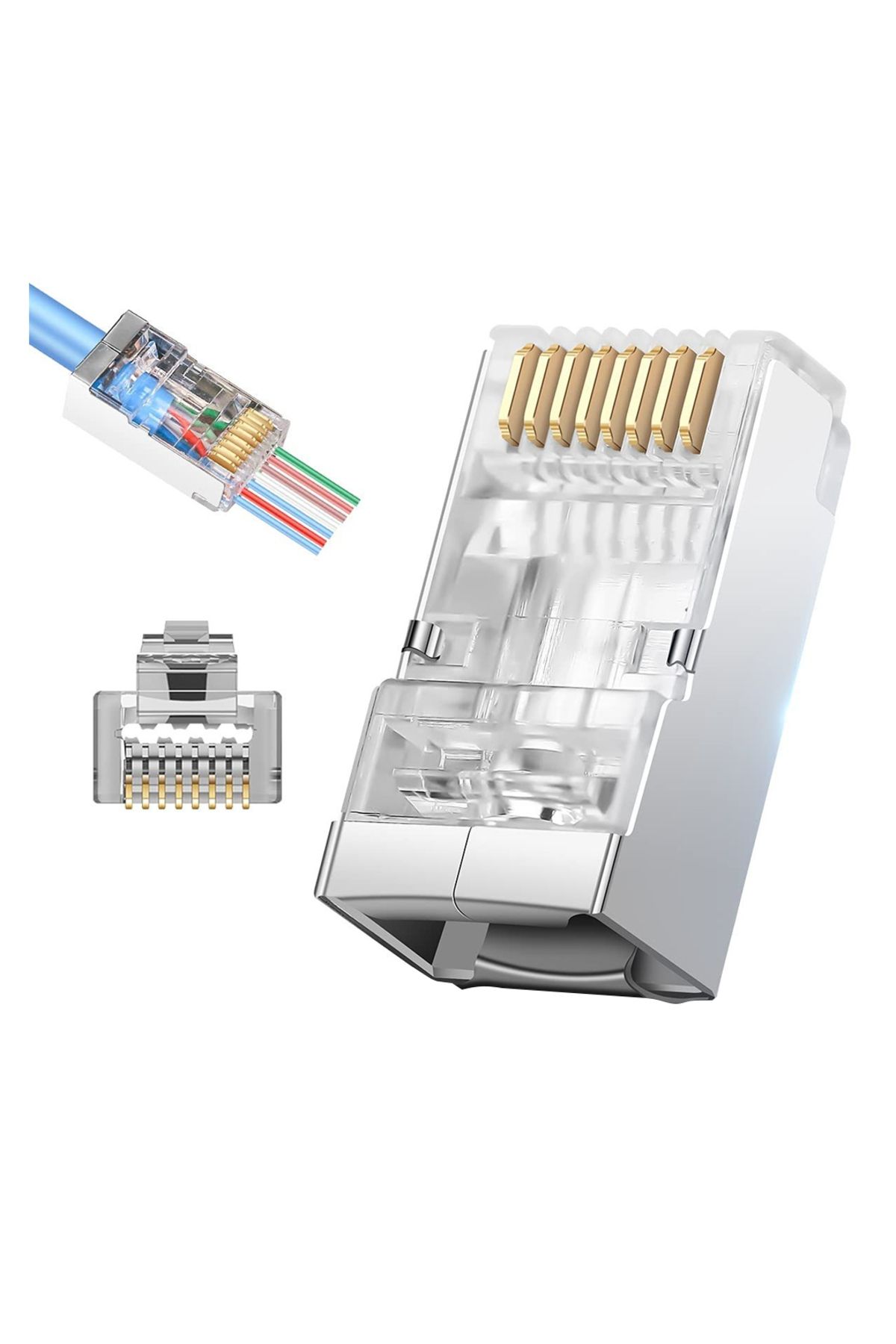 POEBGO FAMİLY'S CAT6 METAL EZ PLUG YENİ NESİL 8P/8C AÇIK UÇLU SOKET (100LÜK PAKET) (5162)