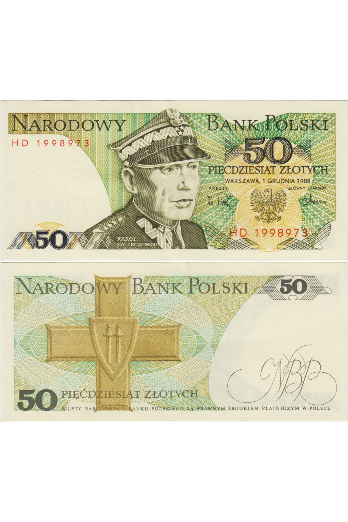Banknoting POLONYA 50 ZLOTY 1988 ÇİLALTI KONDİSYON.