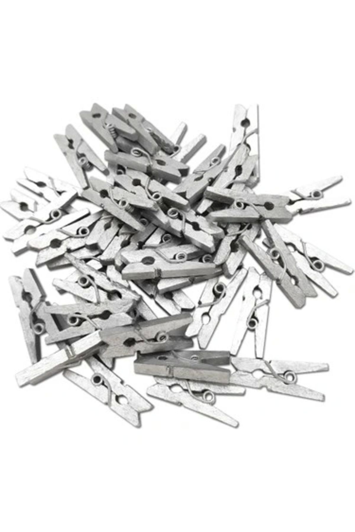 OurStyles 100'lü Gümüş Ahşap Mandal 2.5cm (10'lu Paket-1000 Adet) - Şık ve Zarif Tasarım