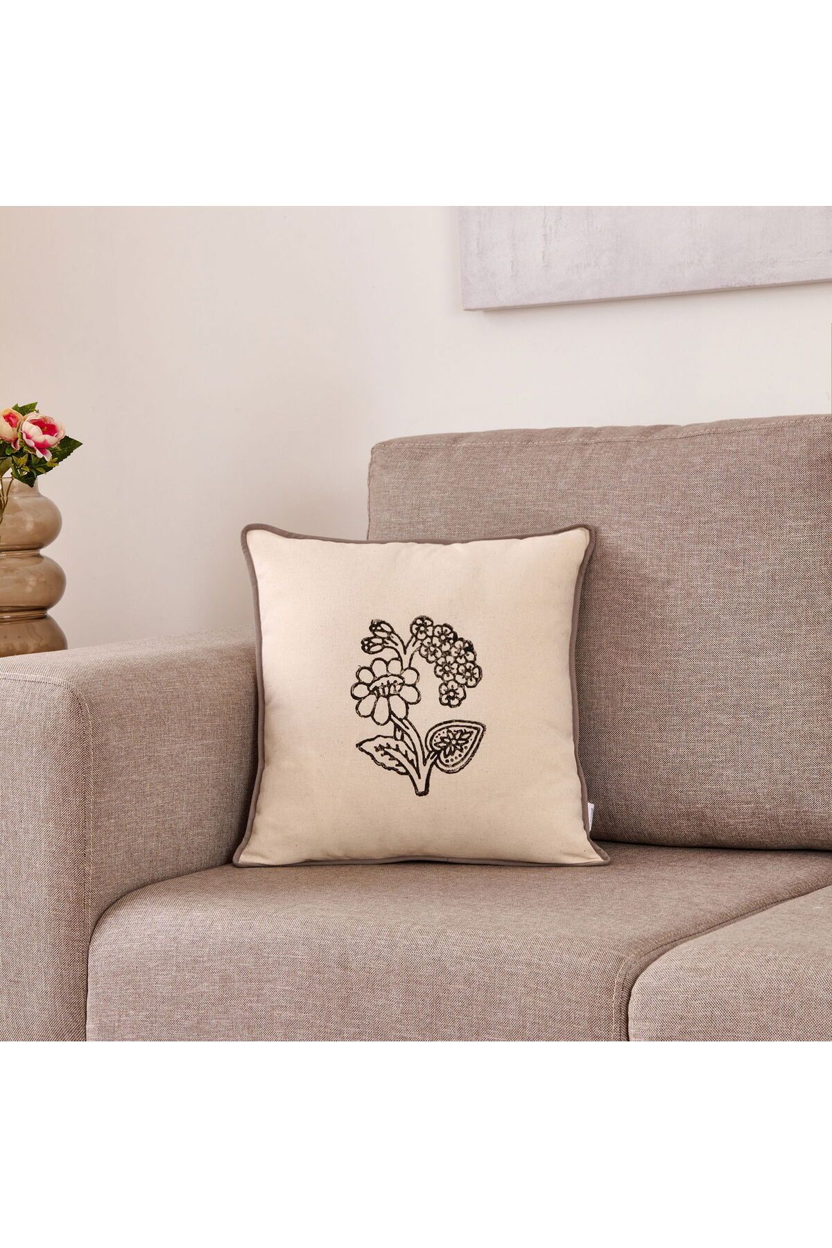 ASPARTAM Soft Fiore Kırlent - Ekru - 40x40 cm