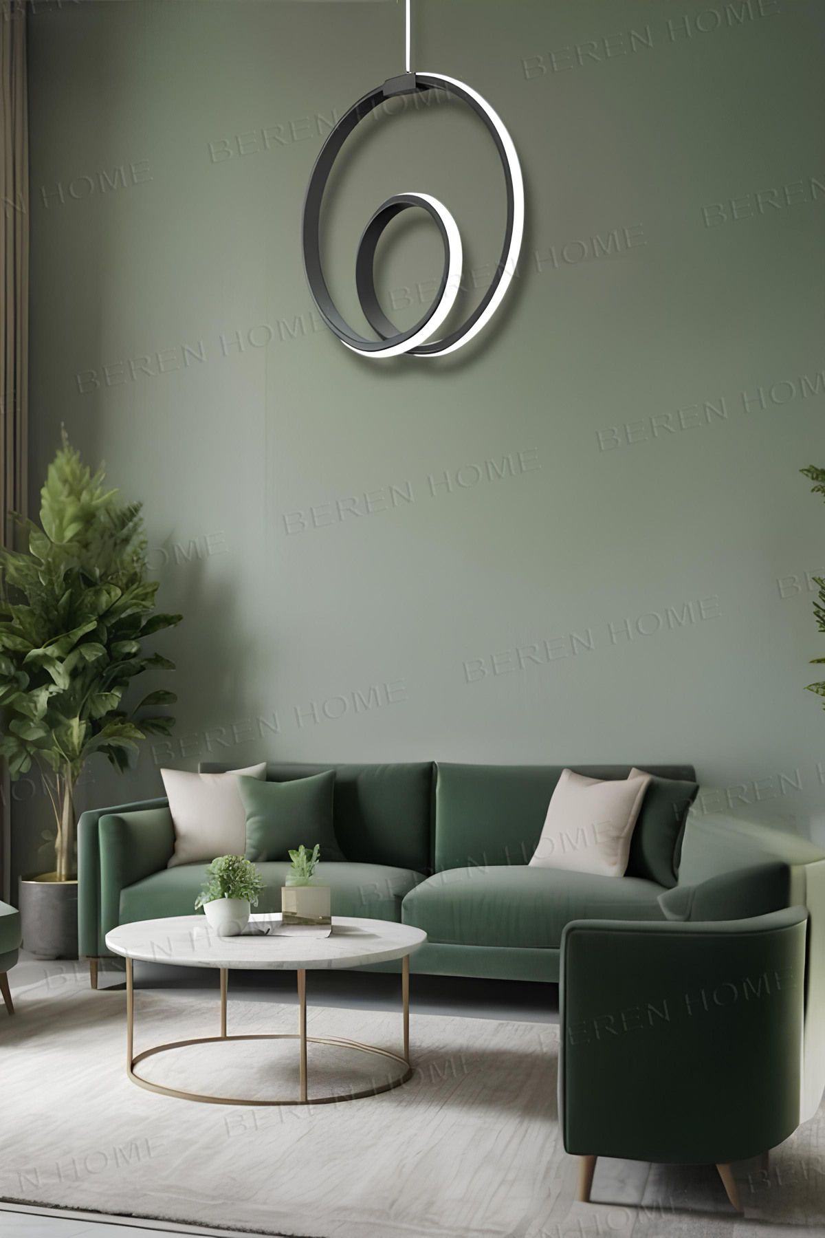 BEREN HOME Perla Black Tek Renk Modern Sarkıt Led Avize