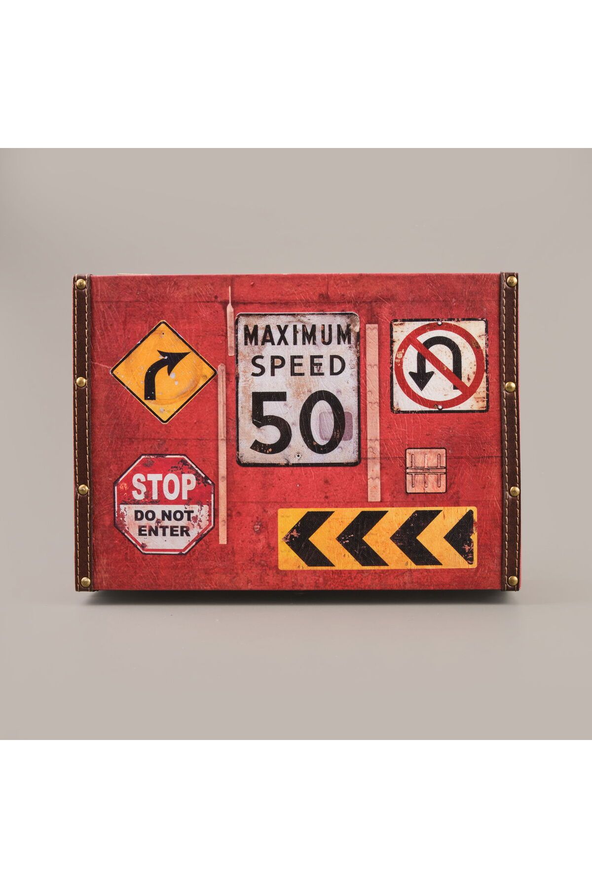 ASPARTAM Stop Ahşap Kutu - Renkli - 35x25x16 cm