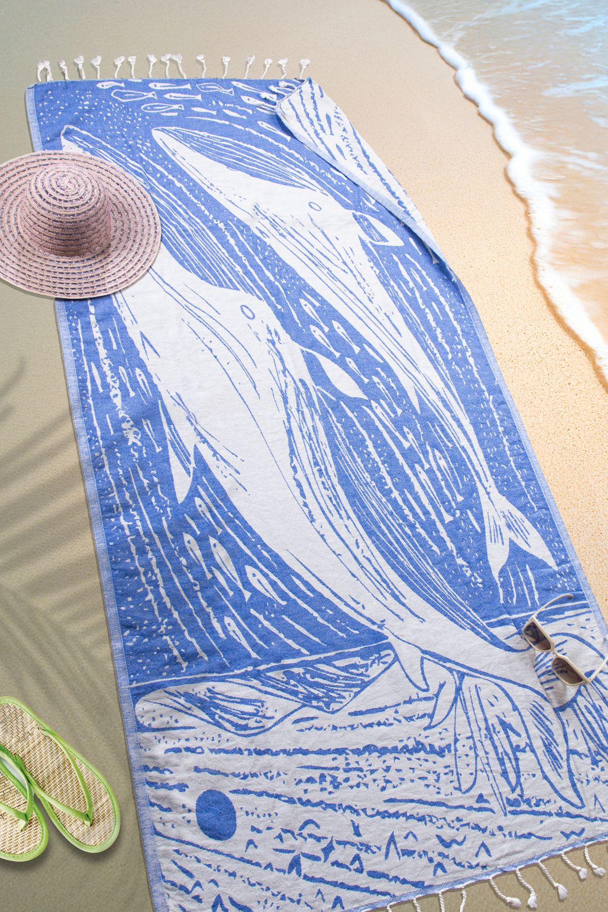 Befera Design Müslin Peştemal Banyo Plaj Havlusu %100 Pamuklu Balina Peştamal 90x170 Cm