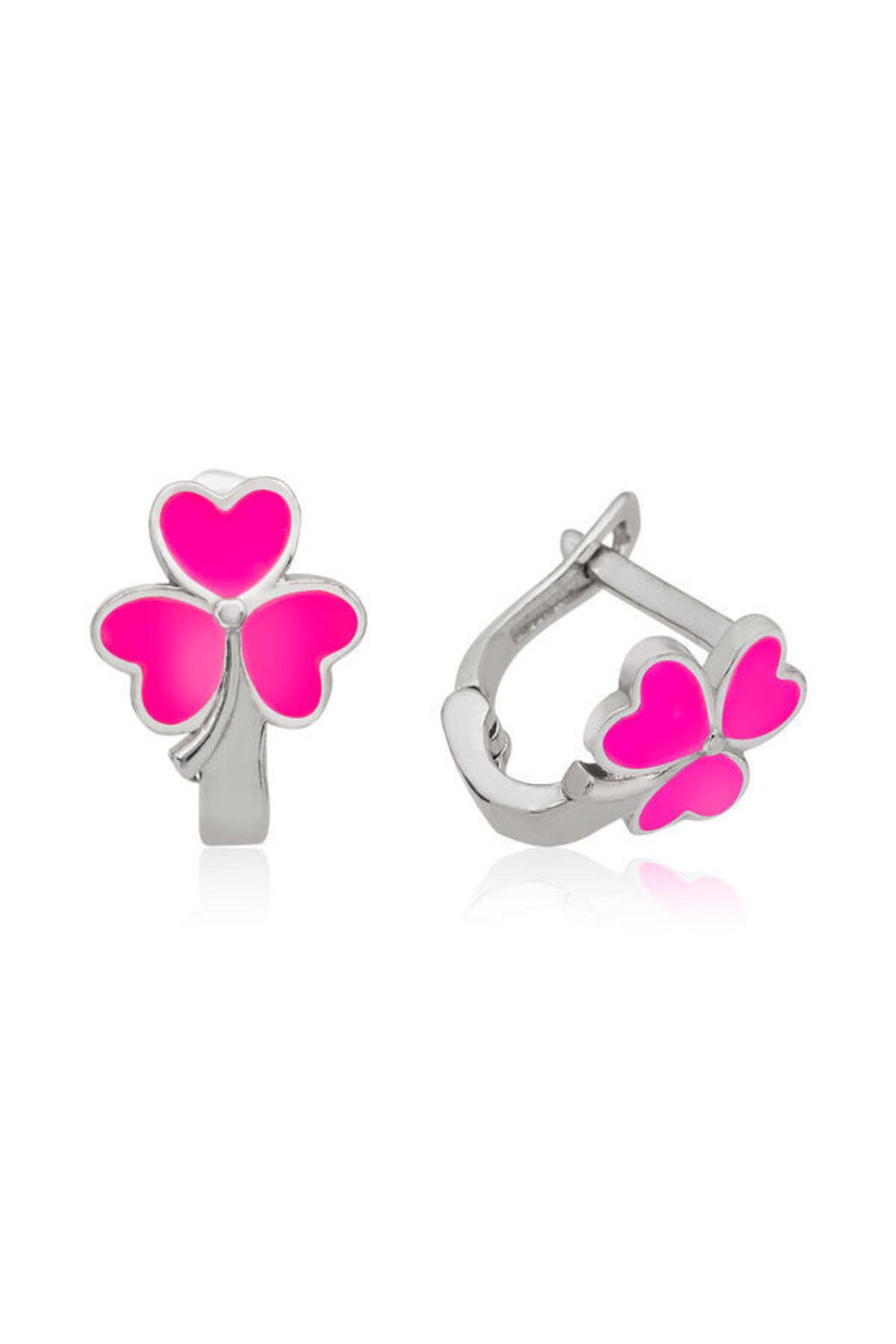 shop Çocuk Pembe Yonca 925 Ayar Gümüş Küpe
