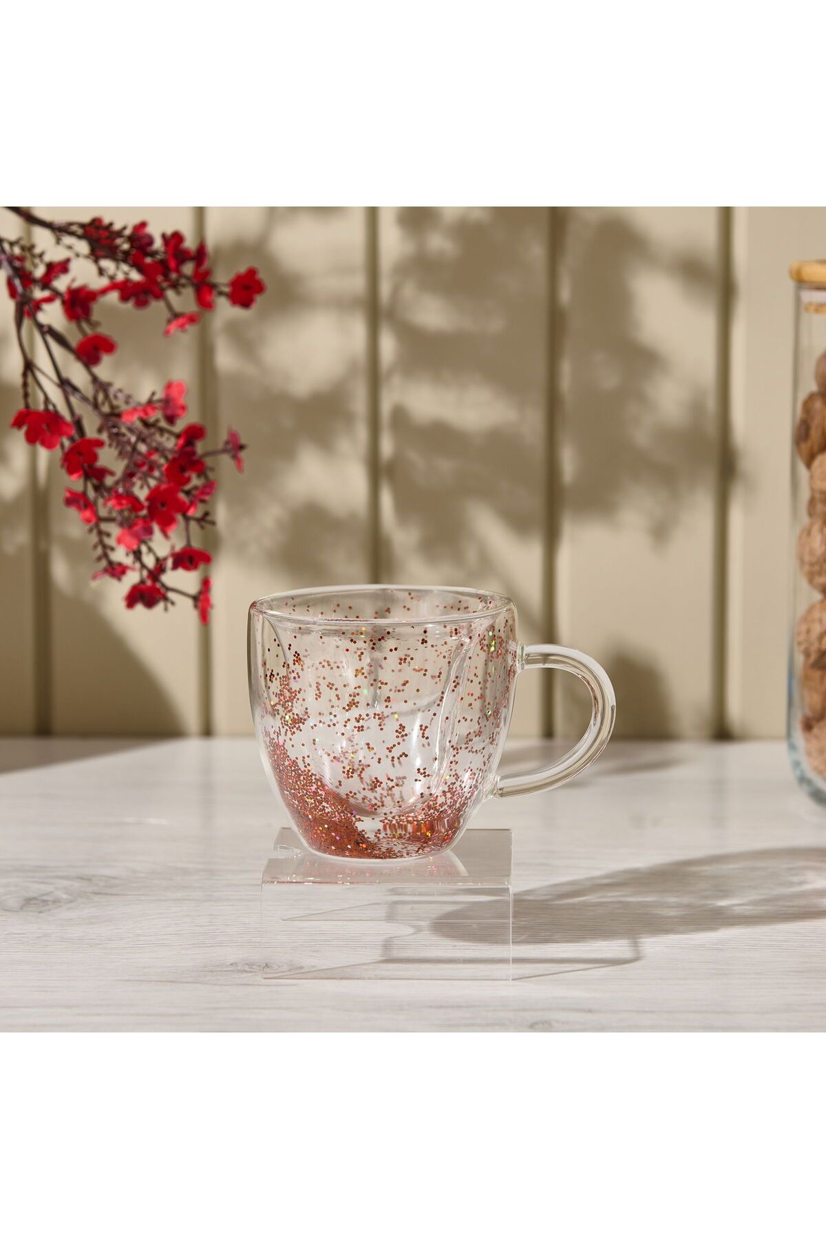 ASPARTAM In Love Simli Çift Cidarlı Bardak - Şeffaf - 150 ml