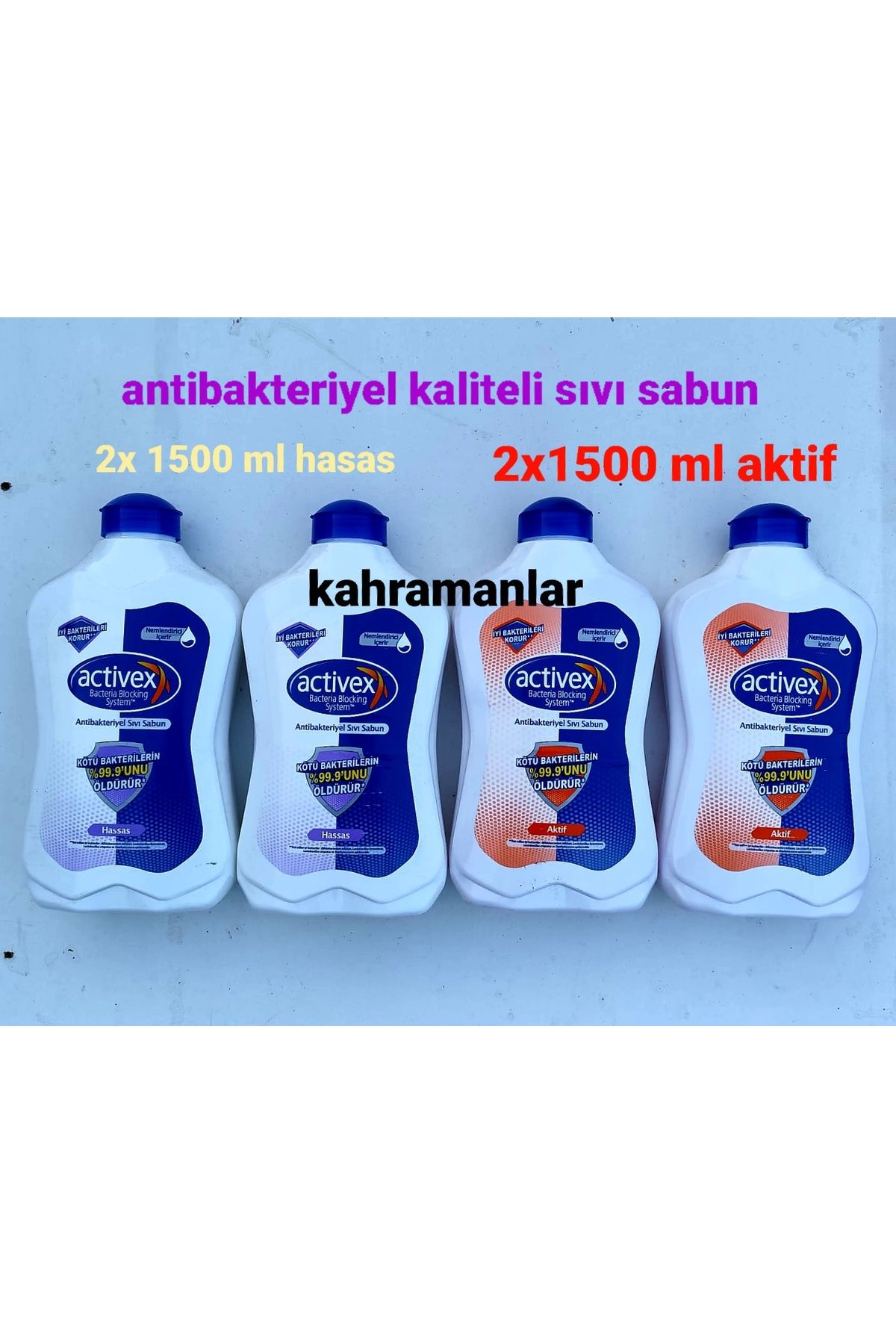 YEŞİLLİ STORE Güzel kokulu sabun aktif 2adet 1500ml hasas 2 adet 1500 ml resimdeki gönderilicek