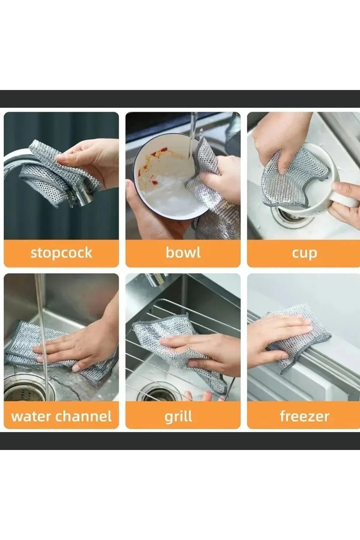 mucit home Çok Fonksiyonlu Çelik Tel Bulaşık Bezi – 5 Adet