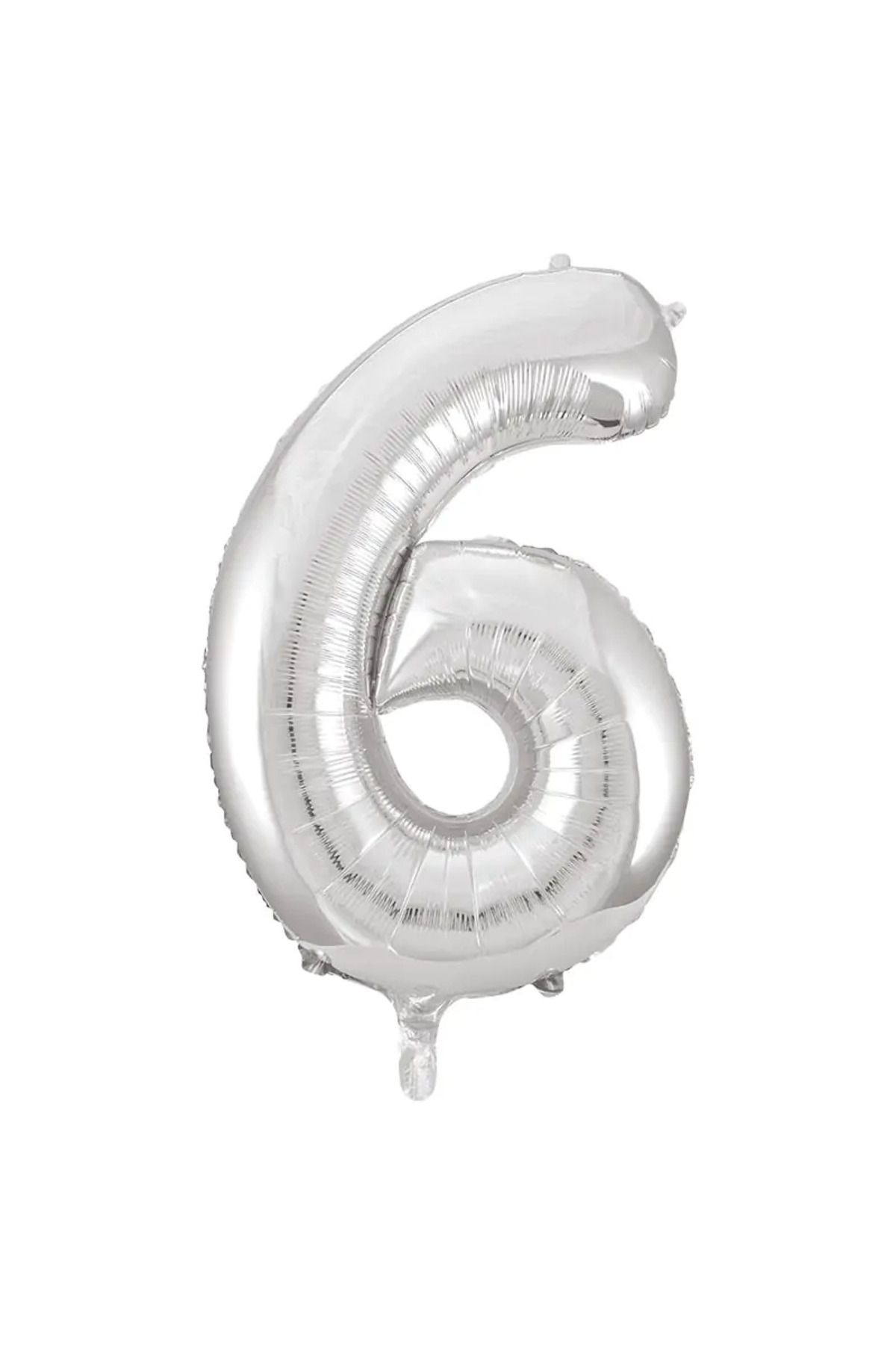 tedaks 1 Adet 34 İnç 85 Cm Gümüş Folyo Balon Helyum Balon 6 Yaş Balonu 6 Rakam Balon