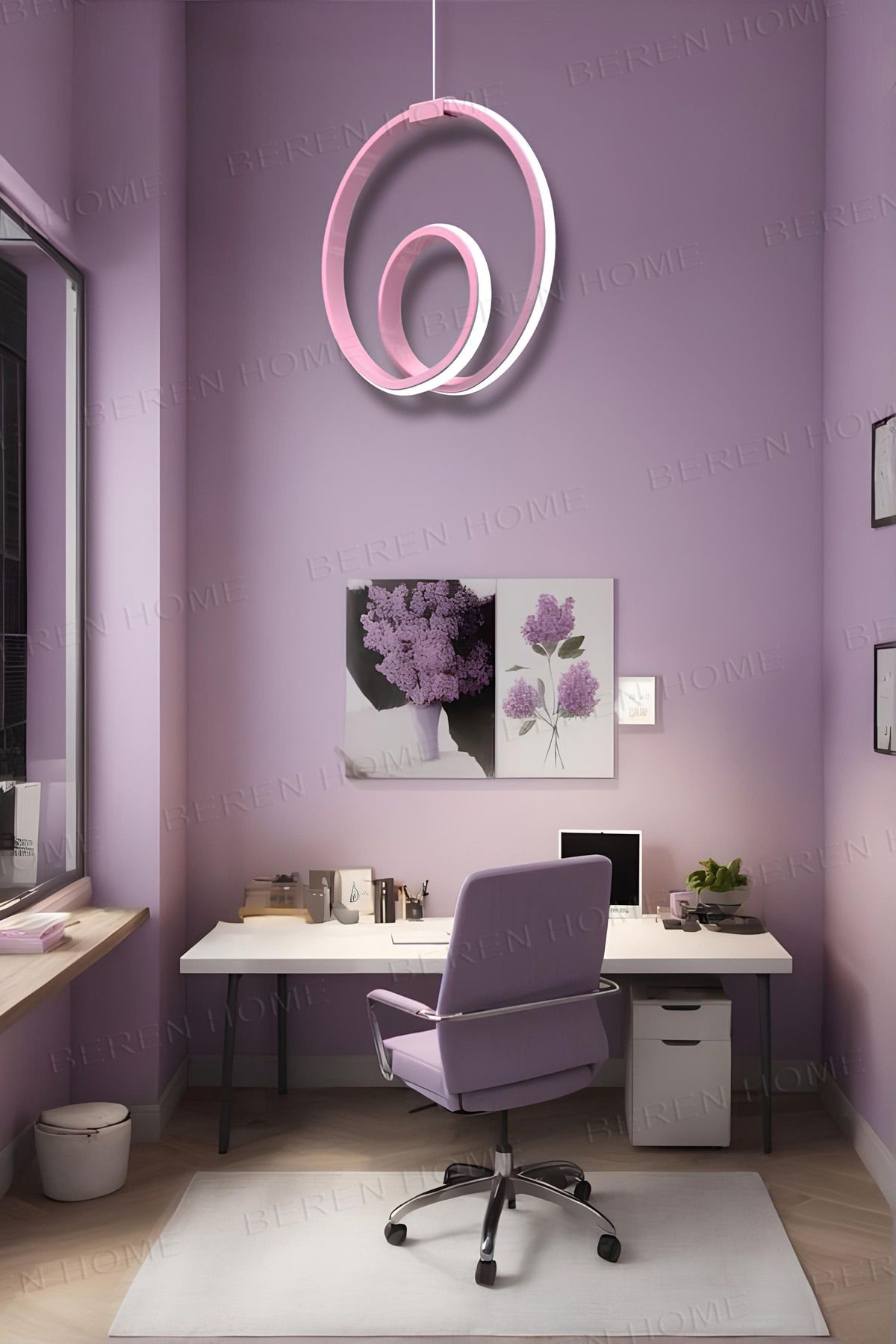 BEREN HOME Perla Pembe Tek Renk Modern Sarkıt Led Avize