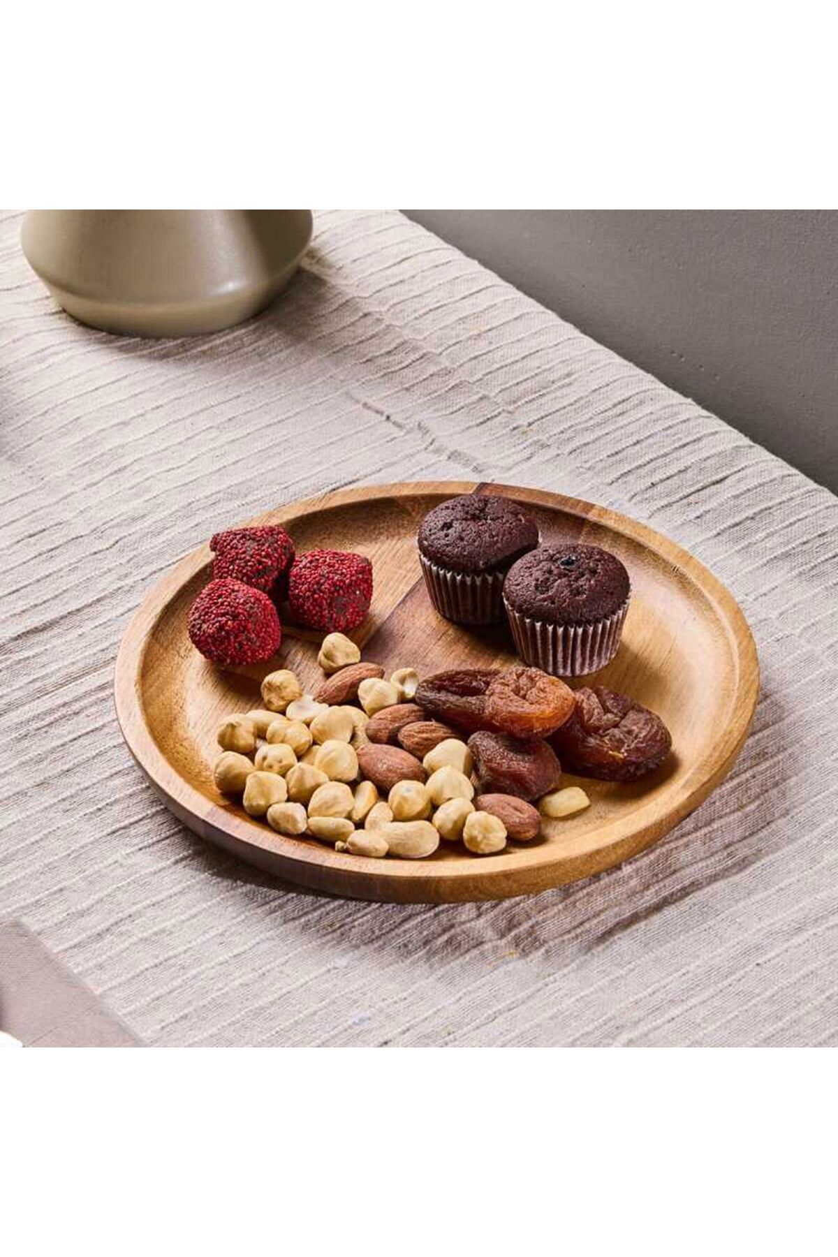 ASPARTAM Morry Akasya Yuvarlak Sunum Tabağı - Kahverengi - 20 cm