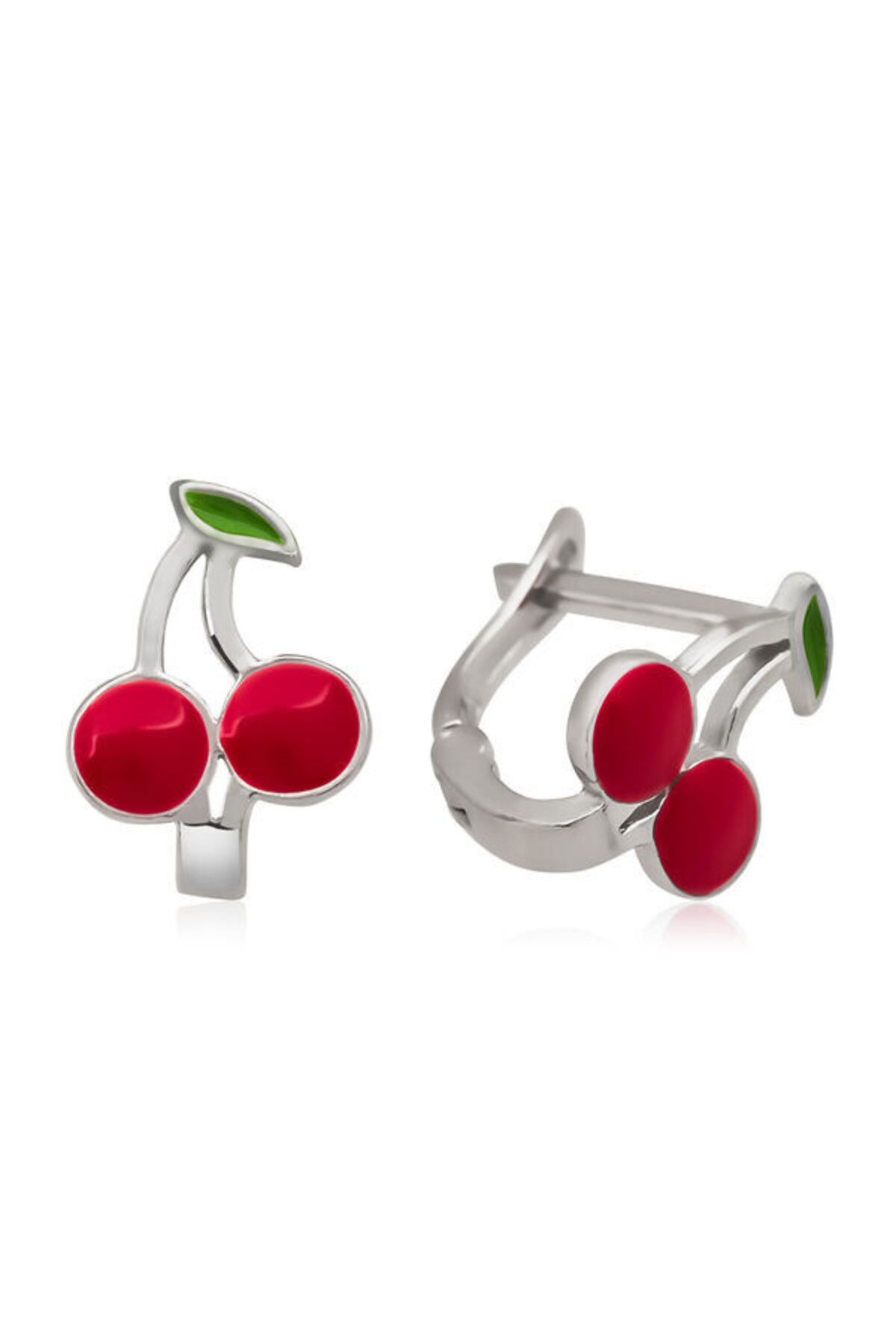 shop Çocuk Kırmızı Kiraz 925 Ayar Gümüş Küpe