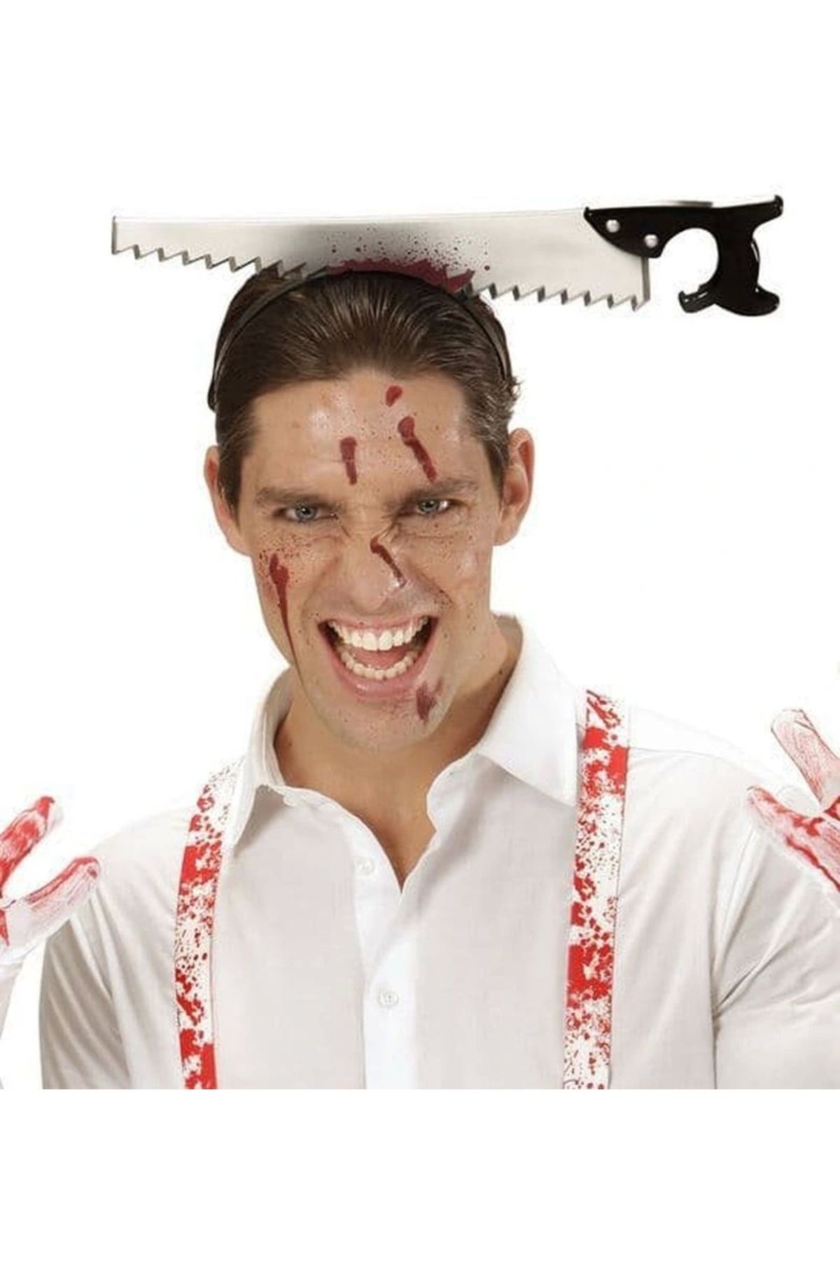 OurStyles Kafaya Saplanmış Halloween Kanlı Testere Şaka Tacı