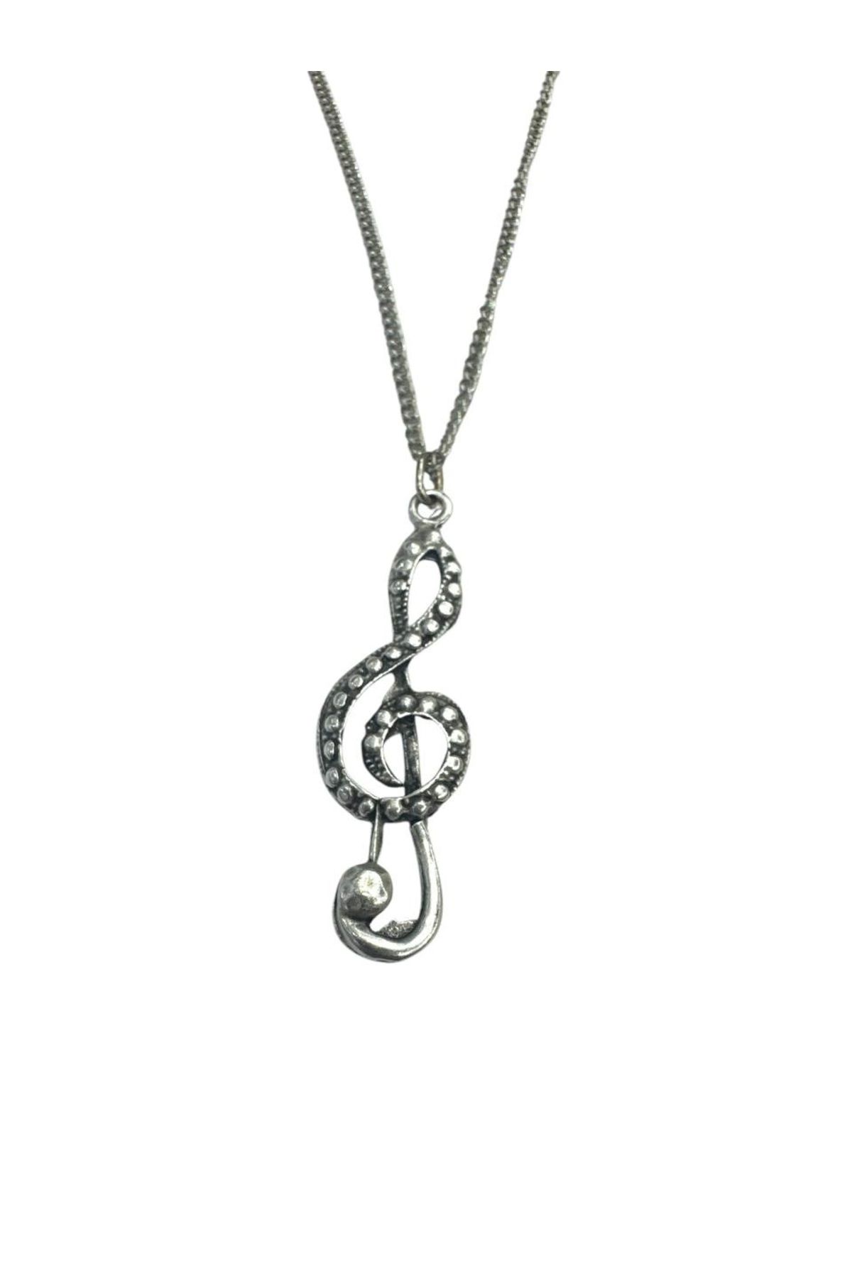 Herşey Nota Sol Anahtarı Metal Kolye – 60 cm Zincir – Unisex Müzik Temalı Takı