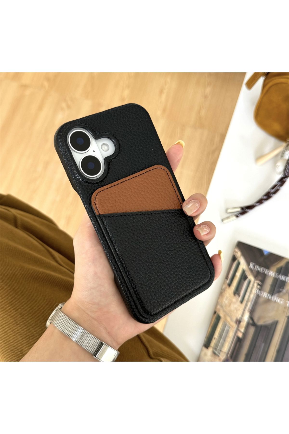 shop iPhone 11 Uyumlu Kılıf Kartlıkli Lüx Deri Kılıf