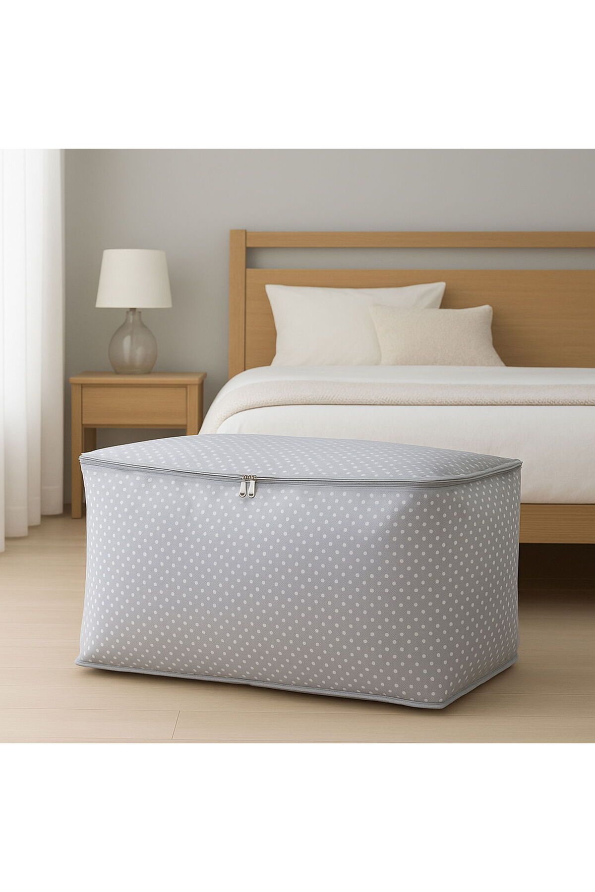 ASPARTAM Home Puantiye Detaylı Orta Boy Hurç - Gri - 64x41x35 cm