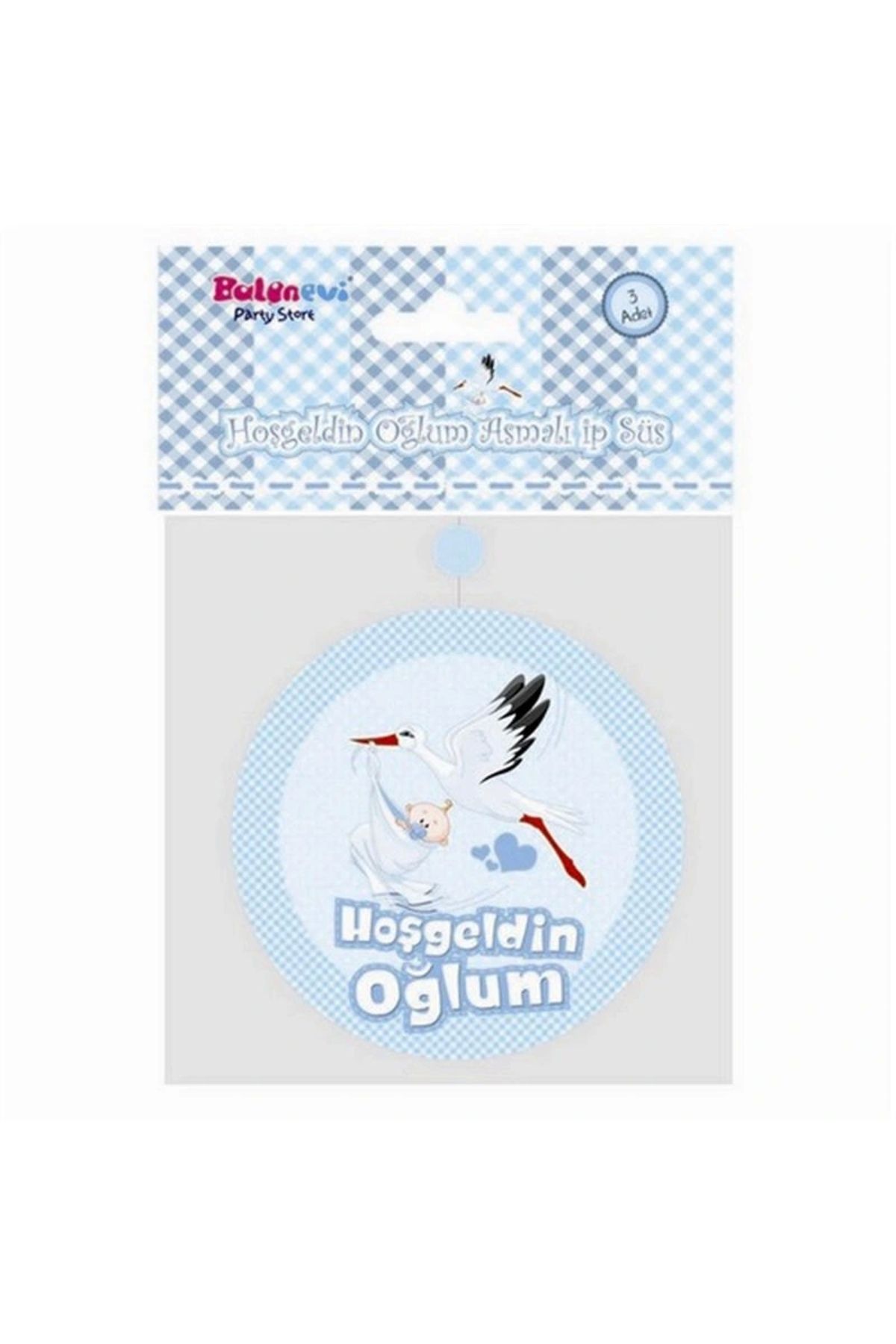 OurStyles Hoşgeldin Oğlum Yazılı Baby Shower Partisi Asmalı İp Süs 3 Adet