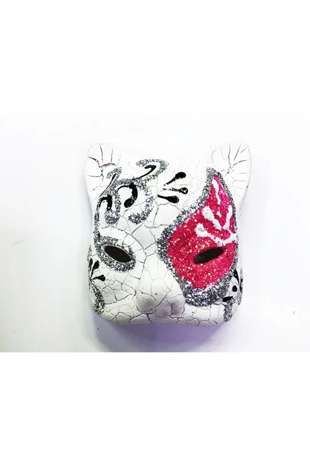 OurStyles Pembe Renk İşlemeli Seramik Malzemeden İmal Venedik Kedi Model Magnet
